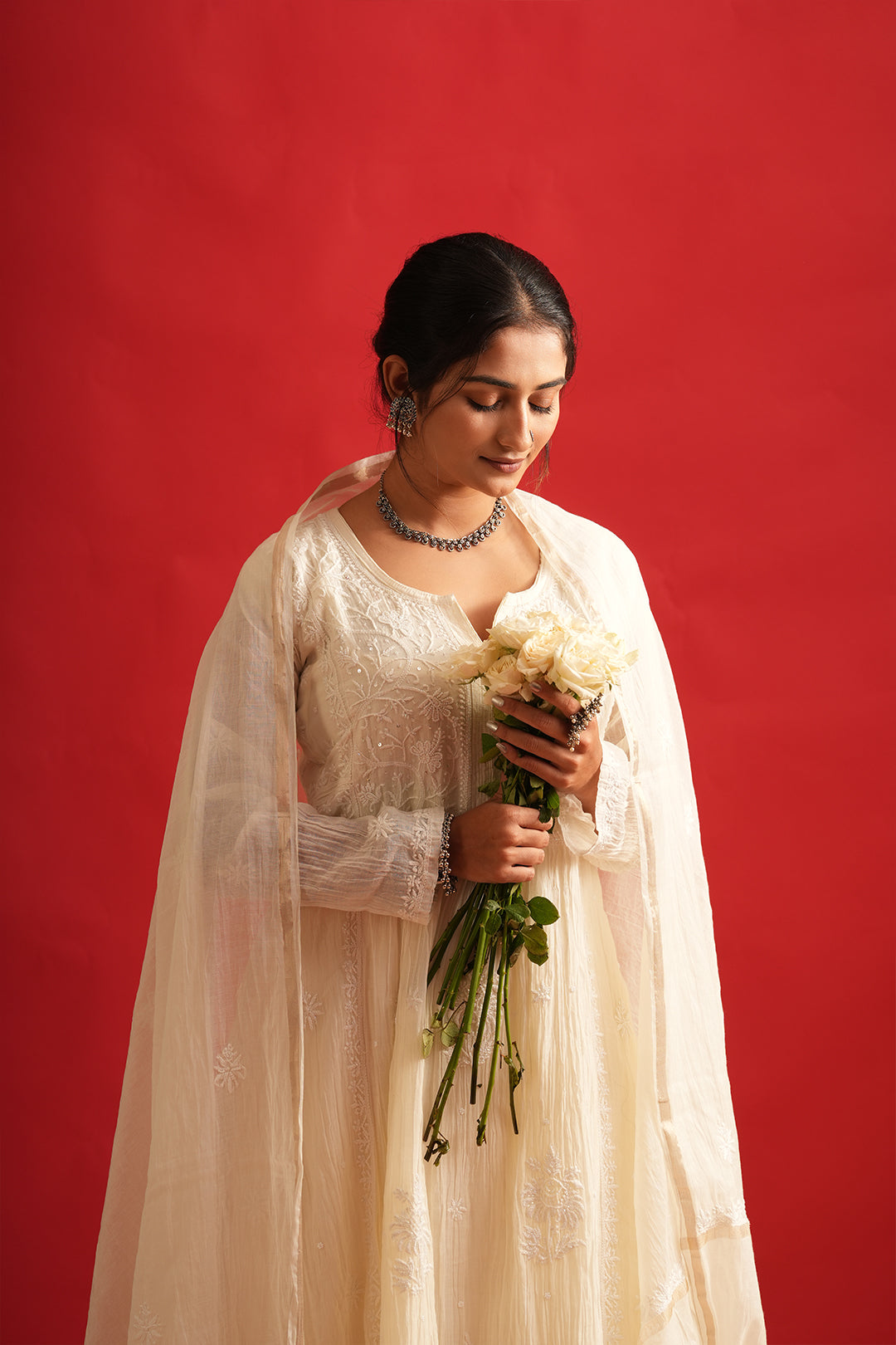Anarkali Chikankari Kurta Set