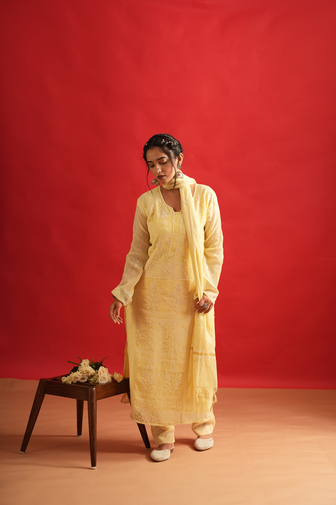 Mul Chanderi Chikankari Suit Set