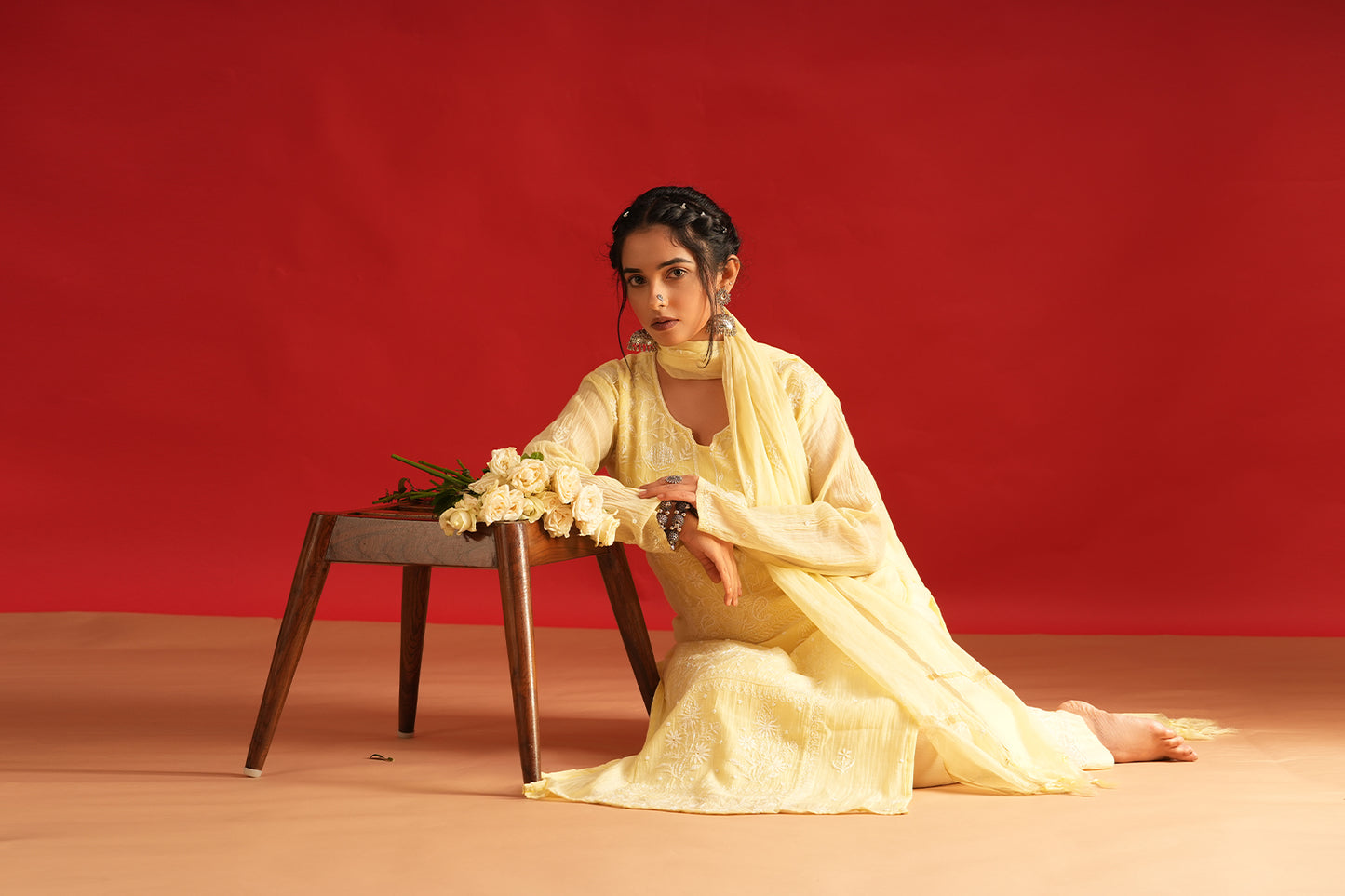 Mul Chanderi Chikankari Suit Set