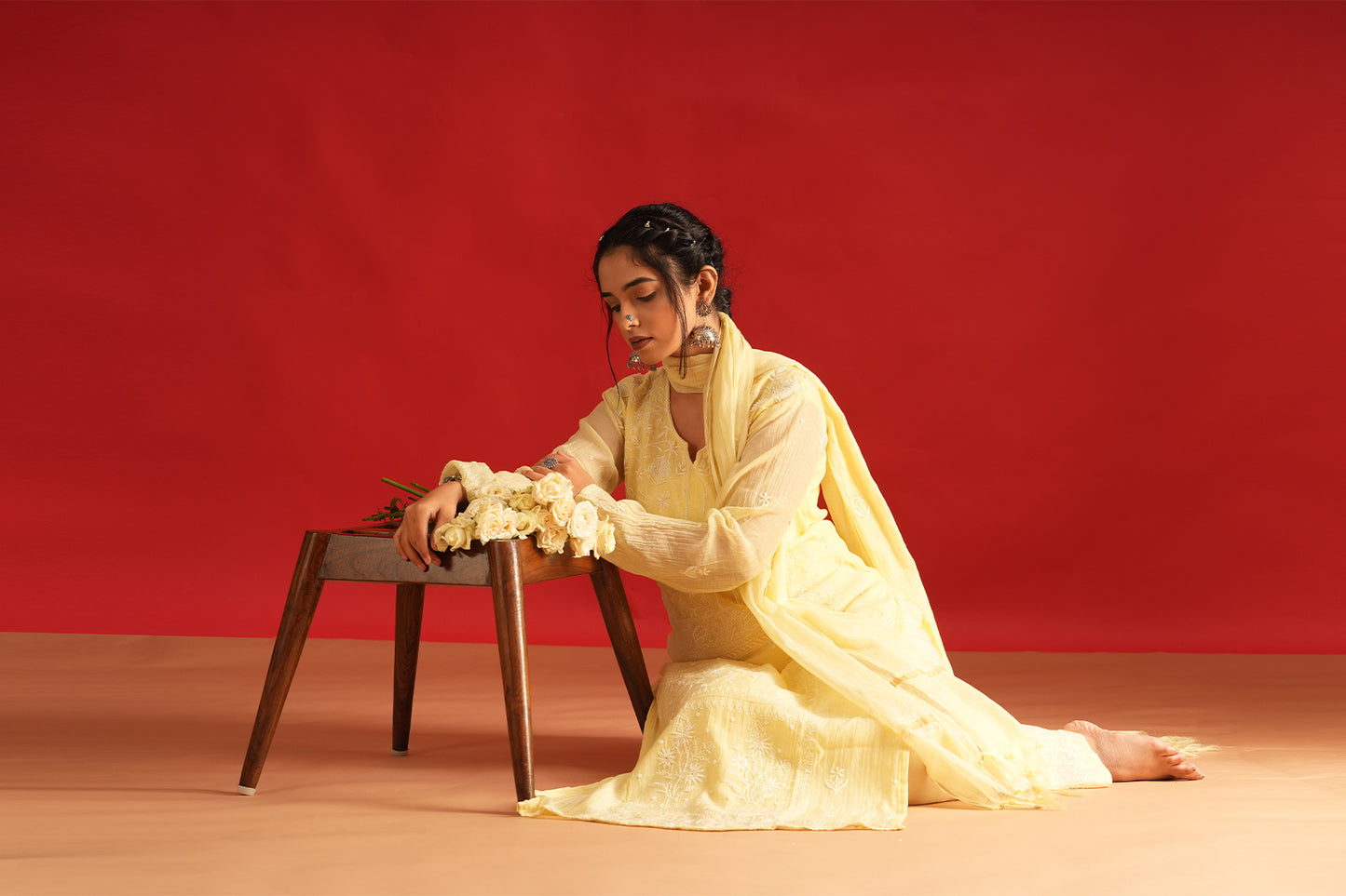 Mul Chanderi Chikankari Suit Set