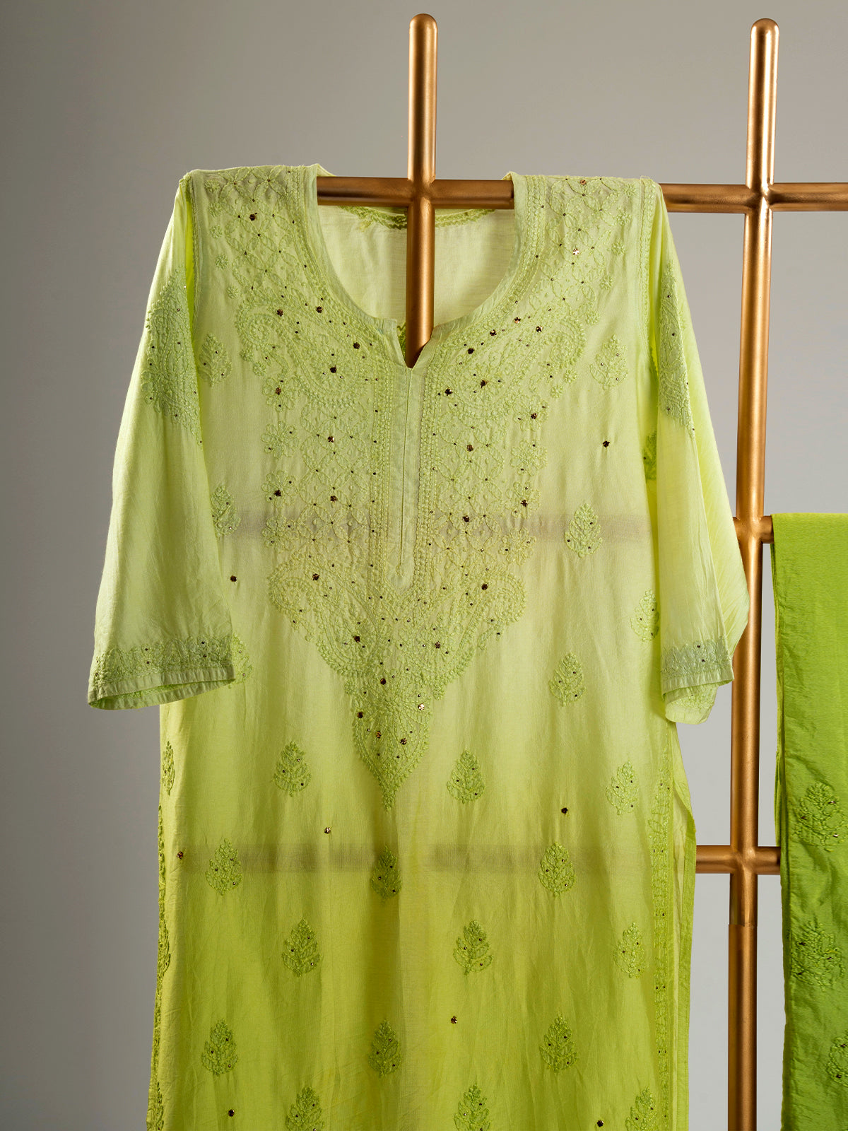 Chanderi Mukaish Chikankari Set
