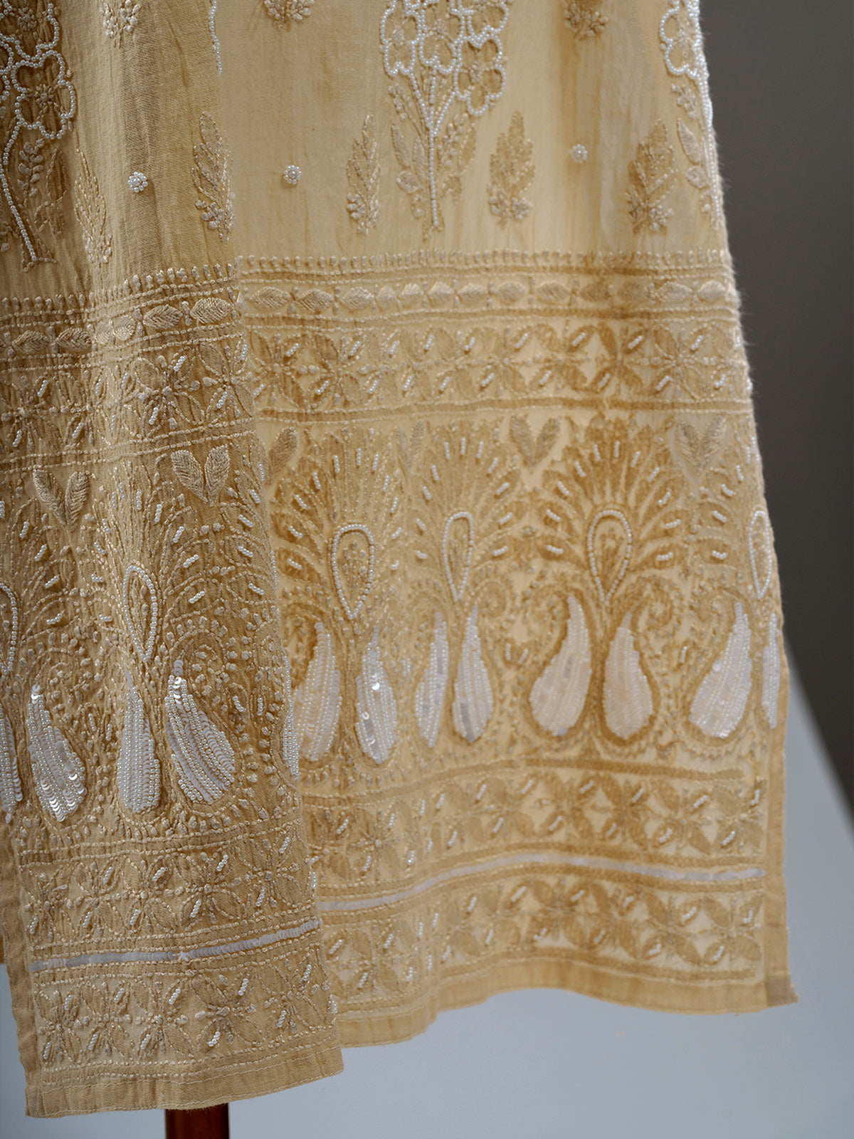 Pearl-Embellished Chikankari Kurti