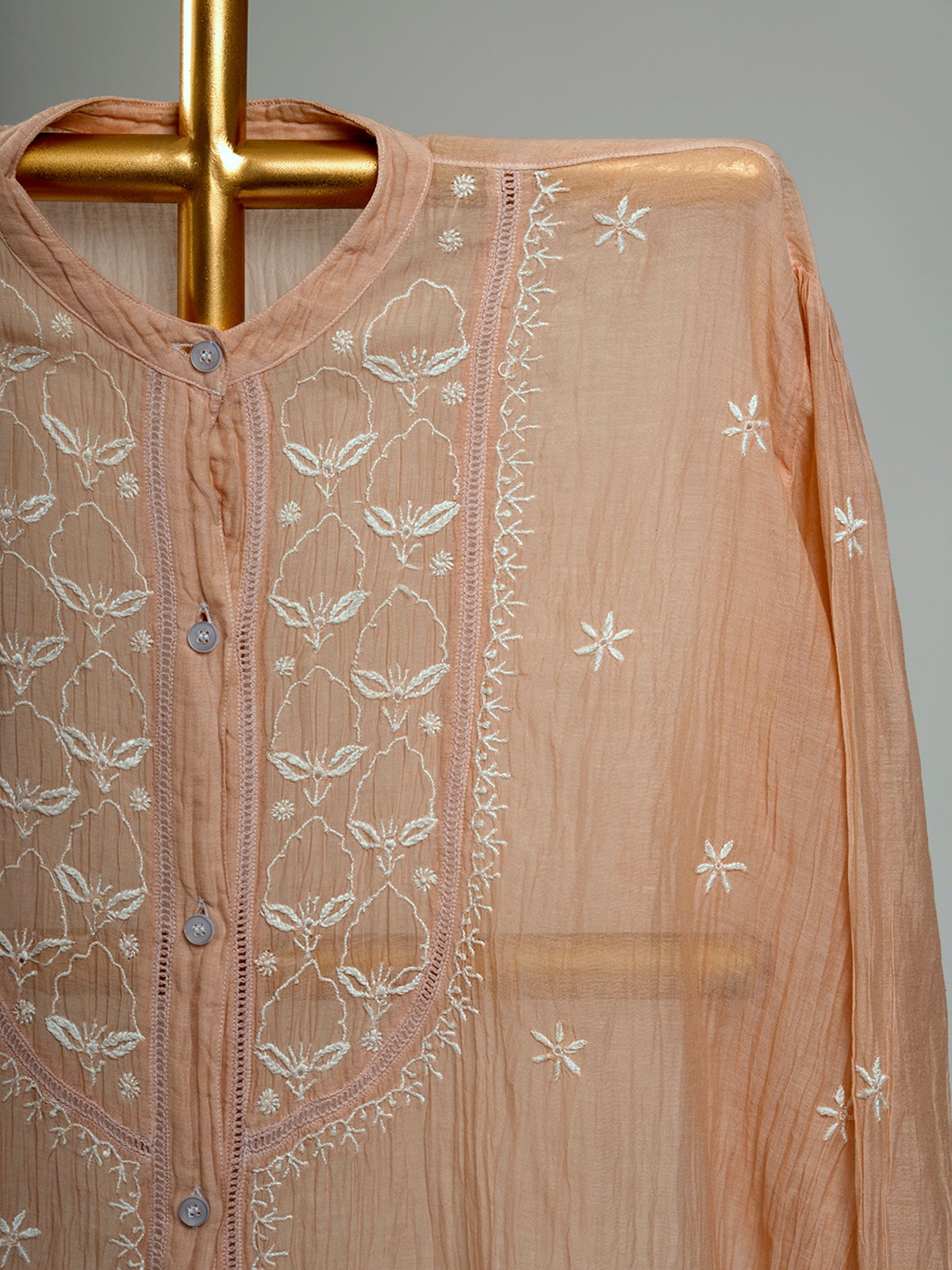 Mul Chanderi Chikankari Shirts