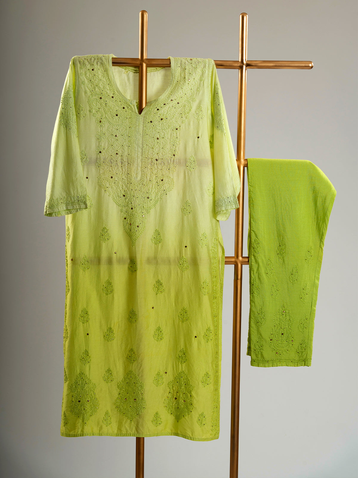 Chanderi Mukaish Chikankari Set