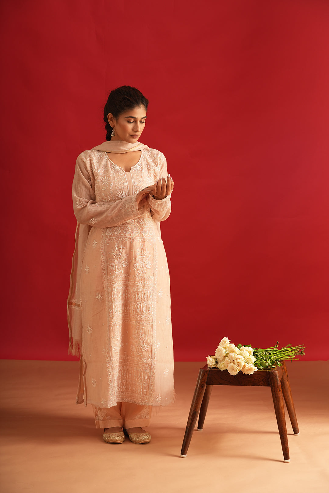Mul Chanderi Chikankari Suit Set