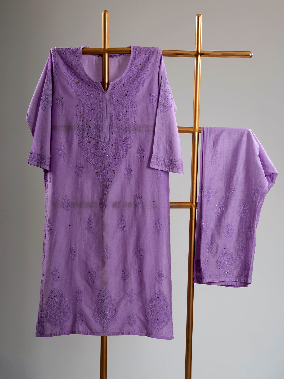 Chanderi Mukaish Chikankari Set