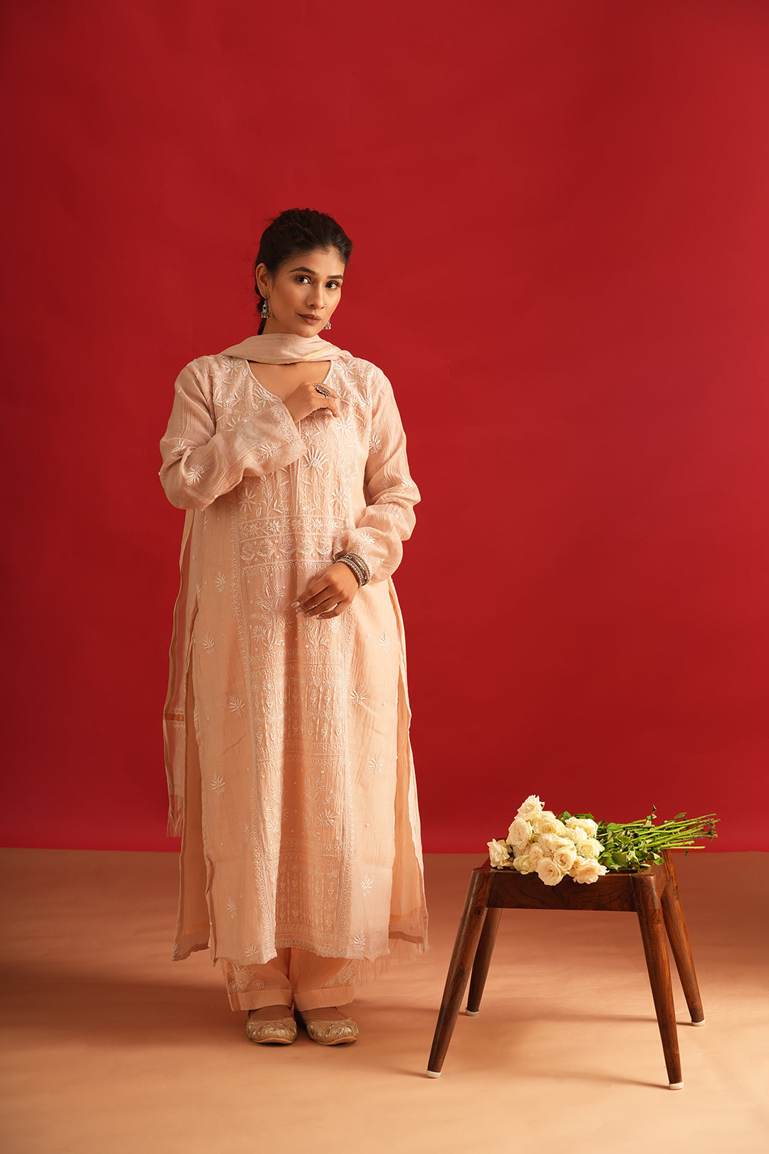 Mul Chanderi Chikankari Suit Set