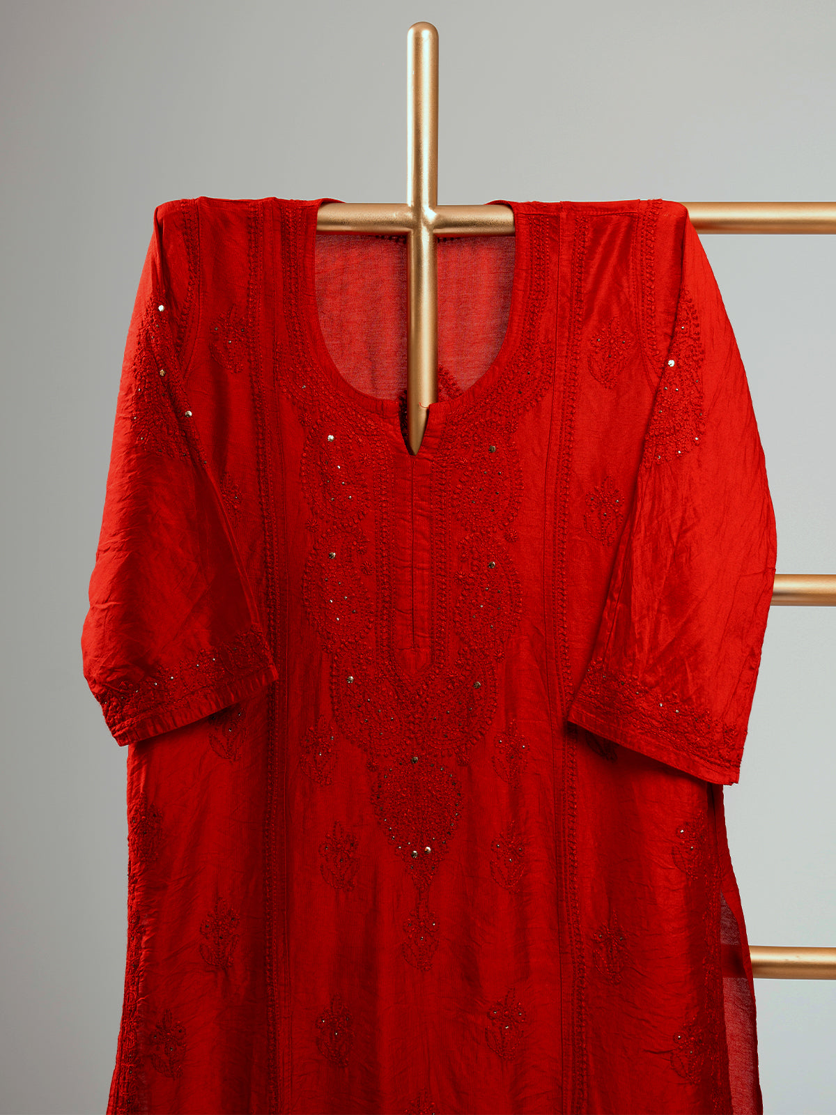 Chanderi Mukaish Chikankari Set