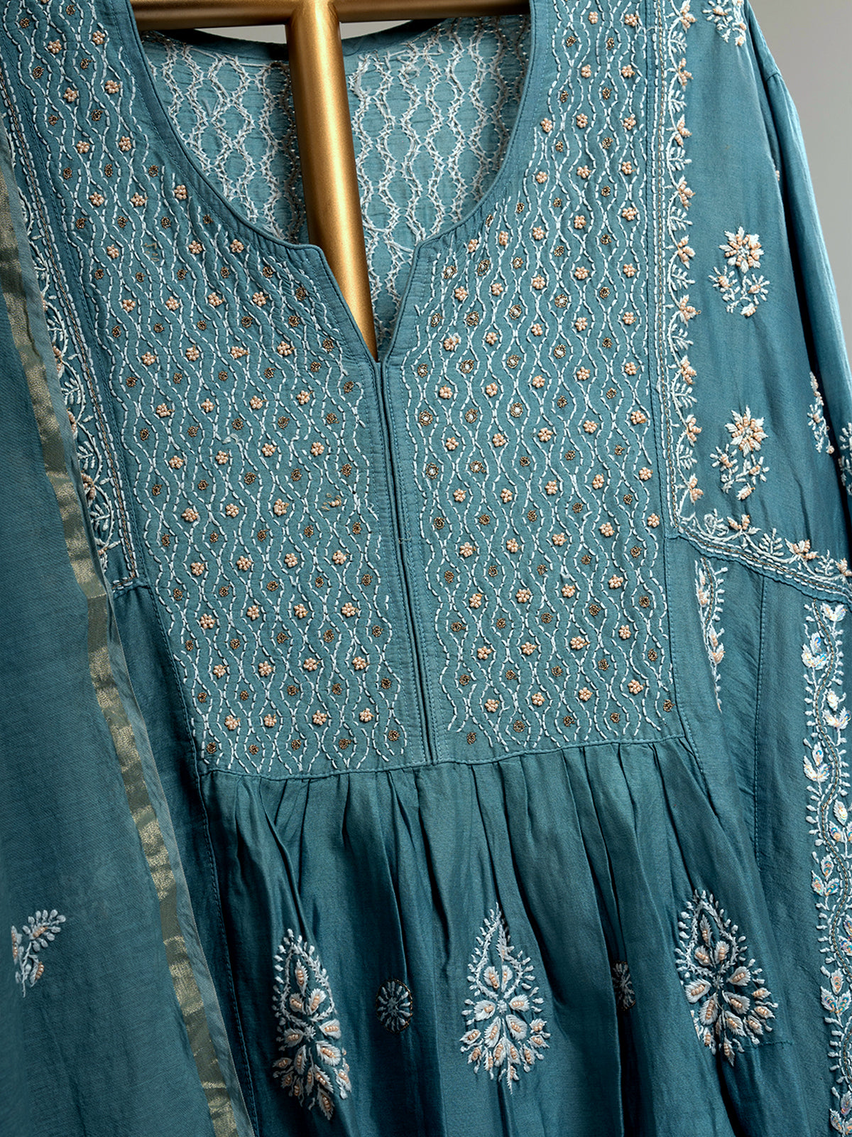 Mul Chanderi Chikankari Suit Set