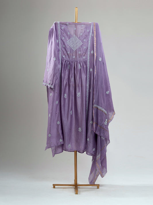 Mul Chanderi Chikankari Suit Set