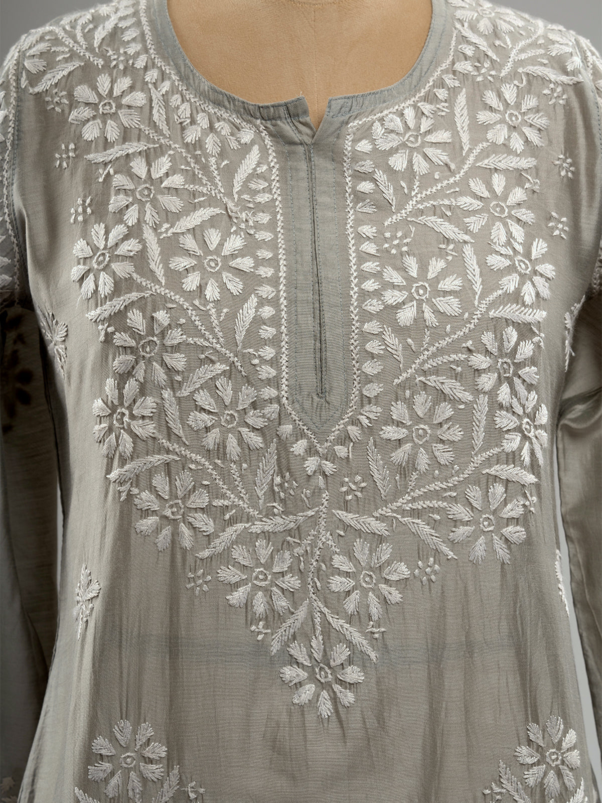 Chanderi Chikankari Kurti
