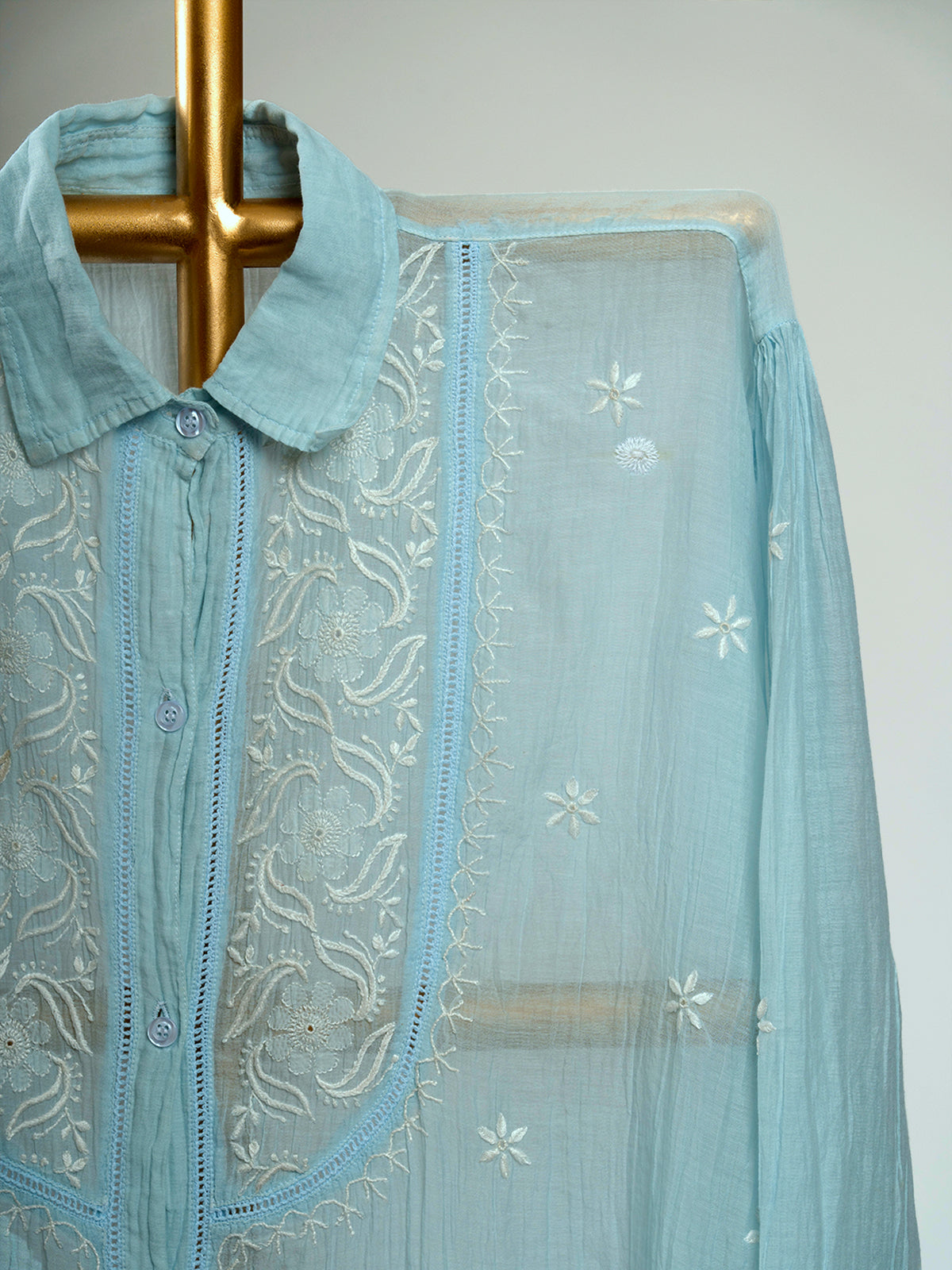 Mul Chanderi Chikankari Shirts