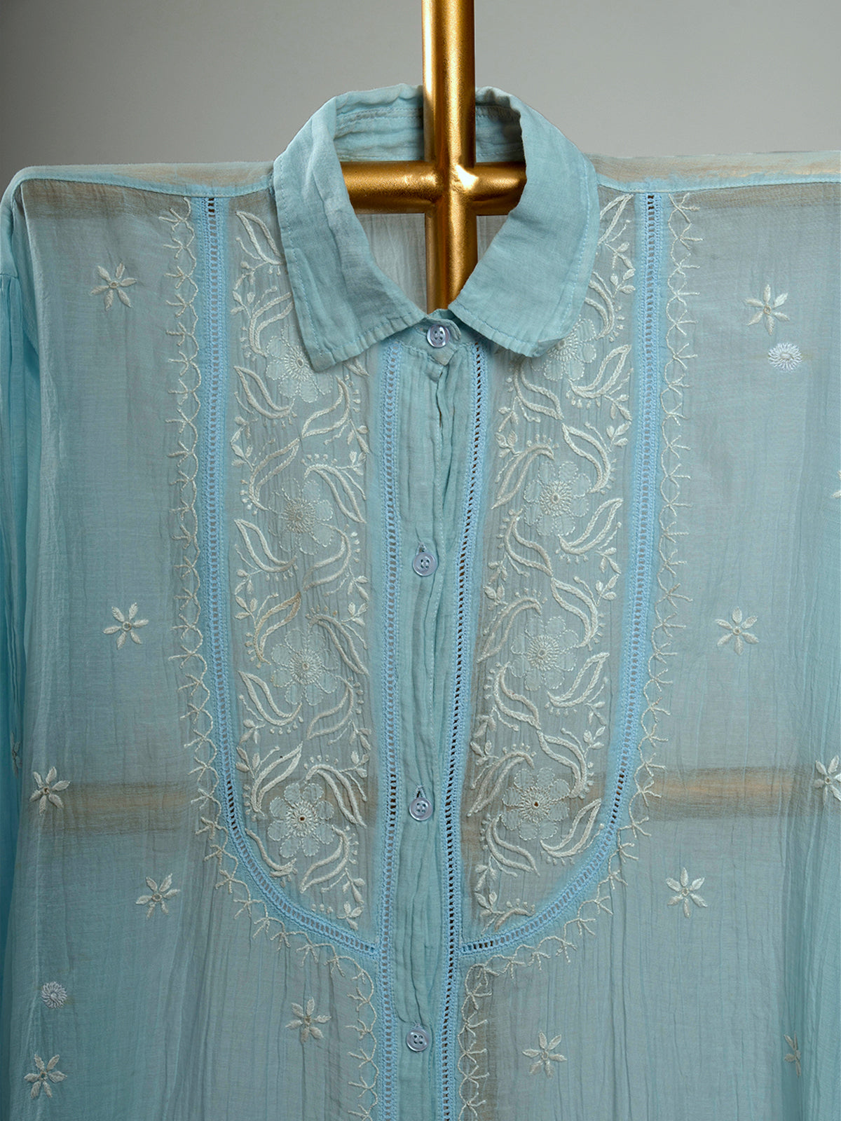 Mul Chanderi Chikankari Shirts