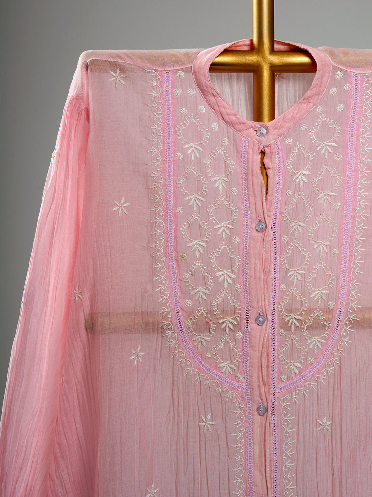 Mul Chanderi Chikankari Shirts