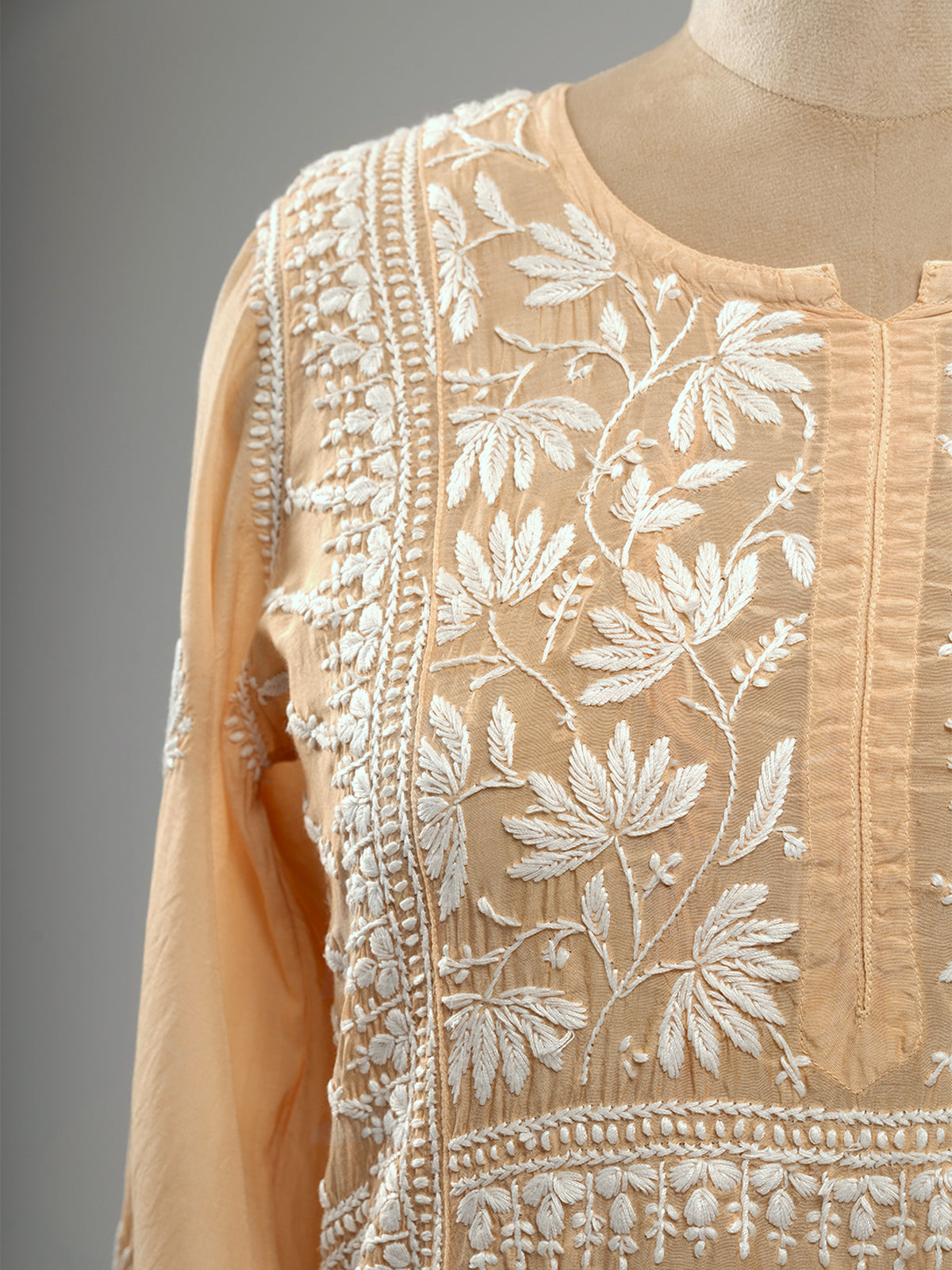 Muslin Lotus Chikankari Kurti
