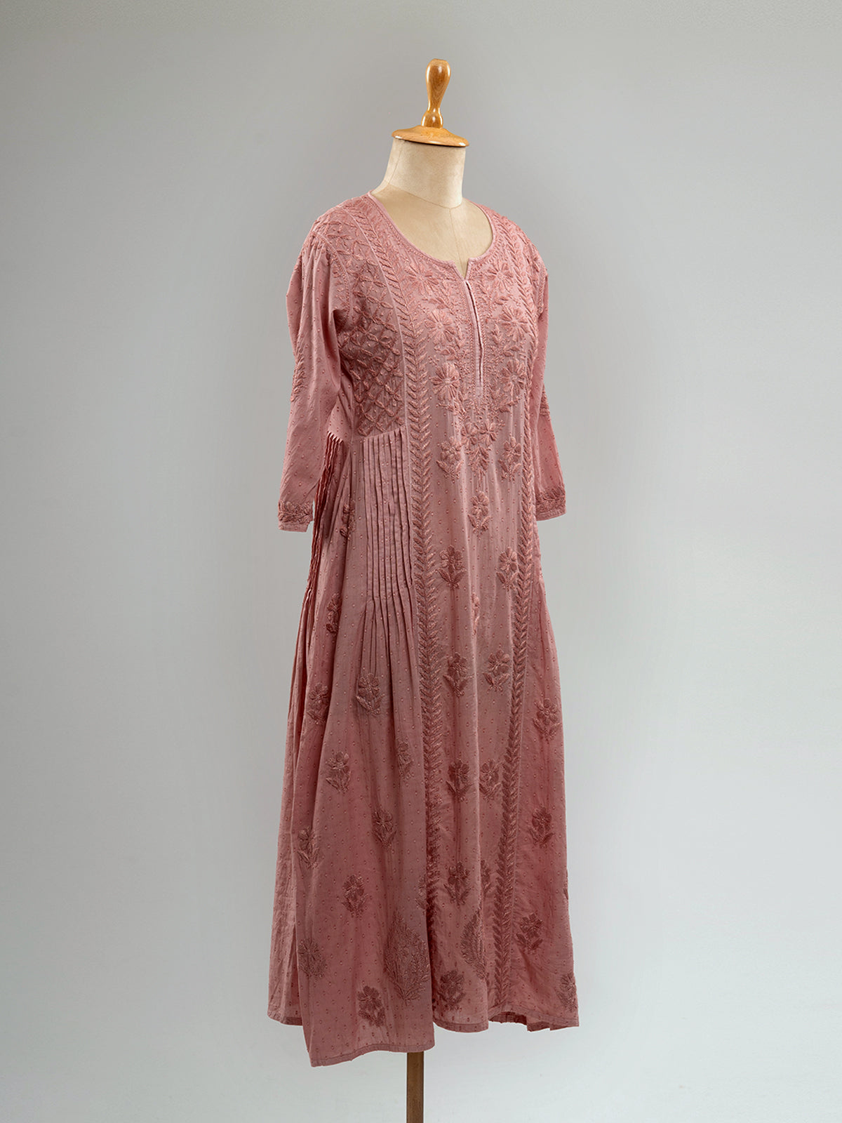 Dusky Chanderi Chikankari Kurta