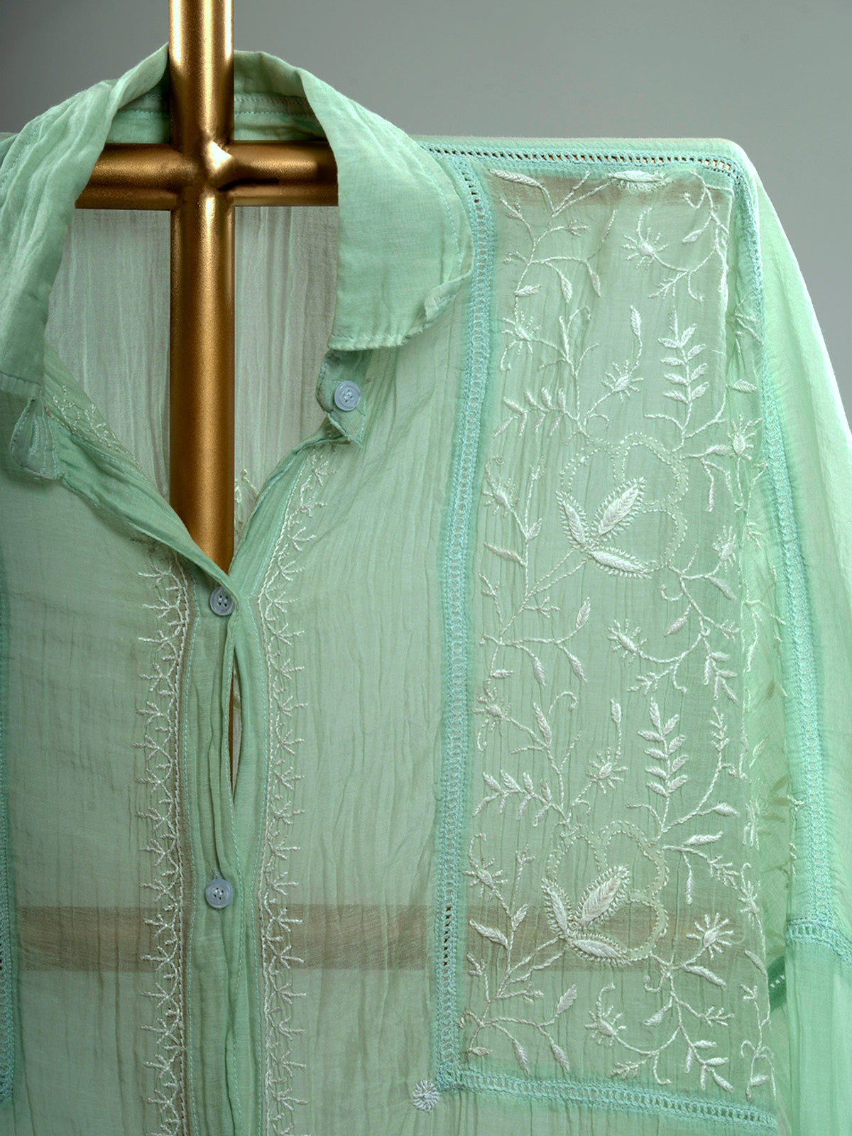 Mul Chanderi Chikankari Shirts