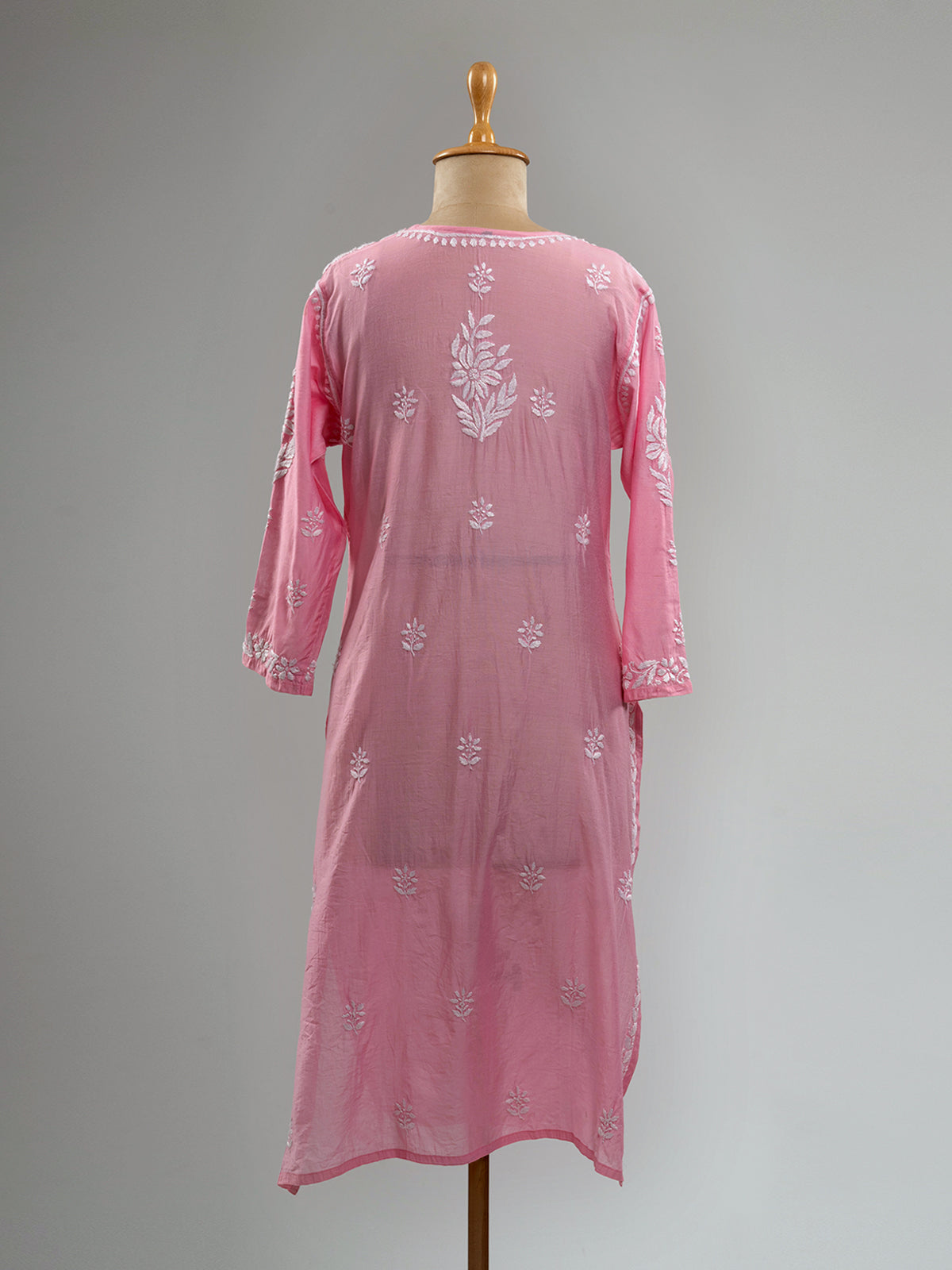 Pink Chanderi Chikankari Kurti