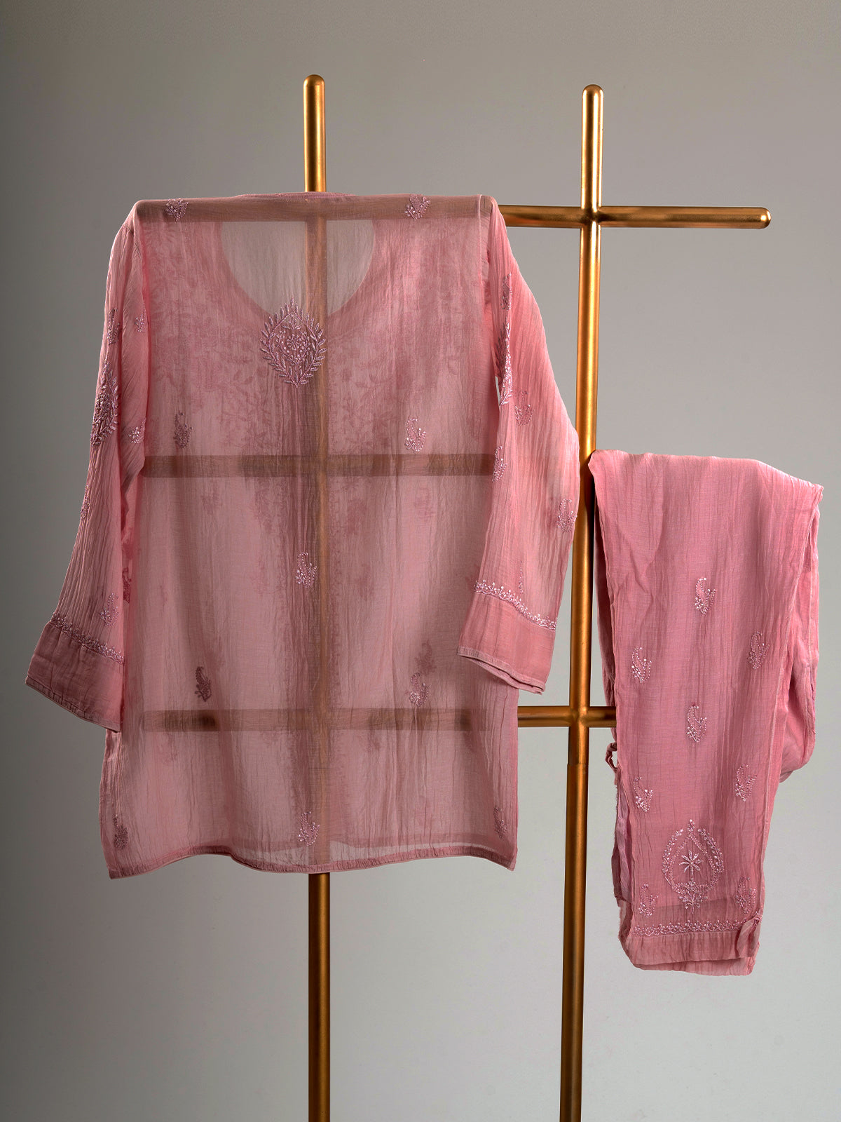 Mul Chanderi Chikankari Coord Set