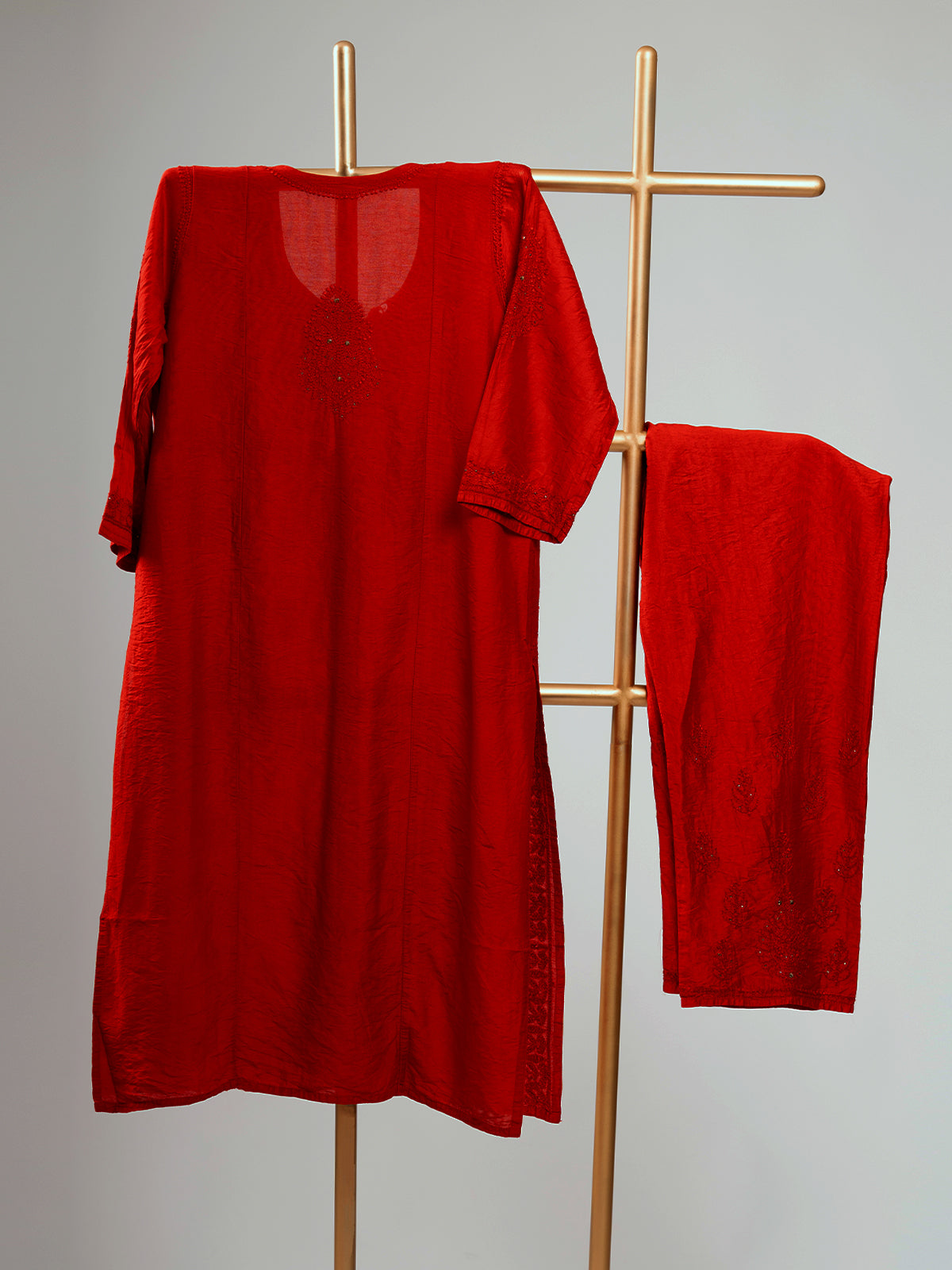 Chanderi Mukaish Chikankari Set