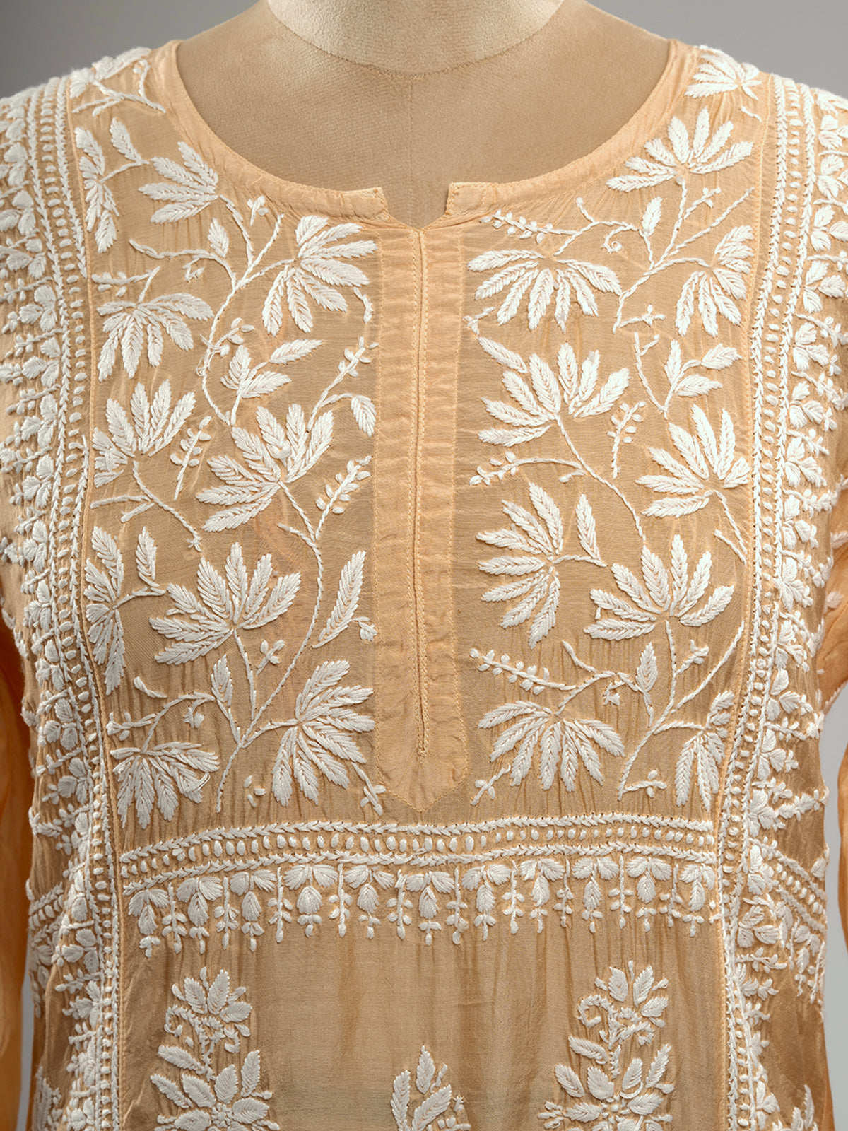 Muslin Lotus Chikankari Kurti