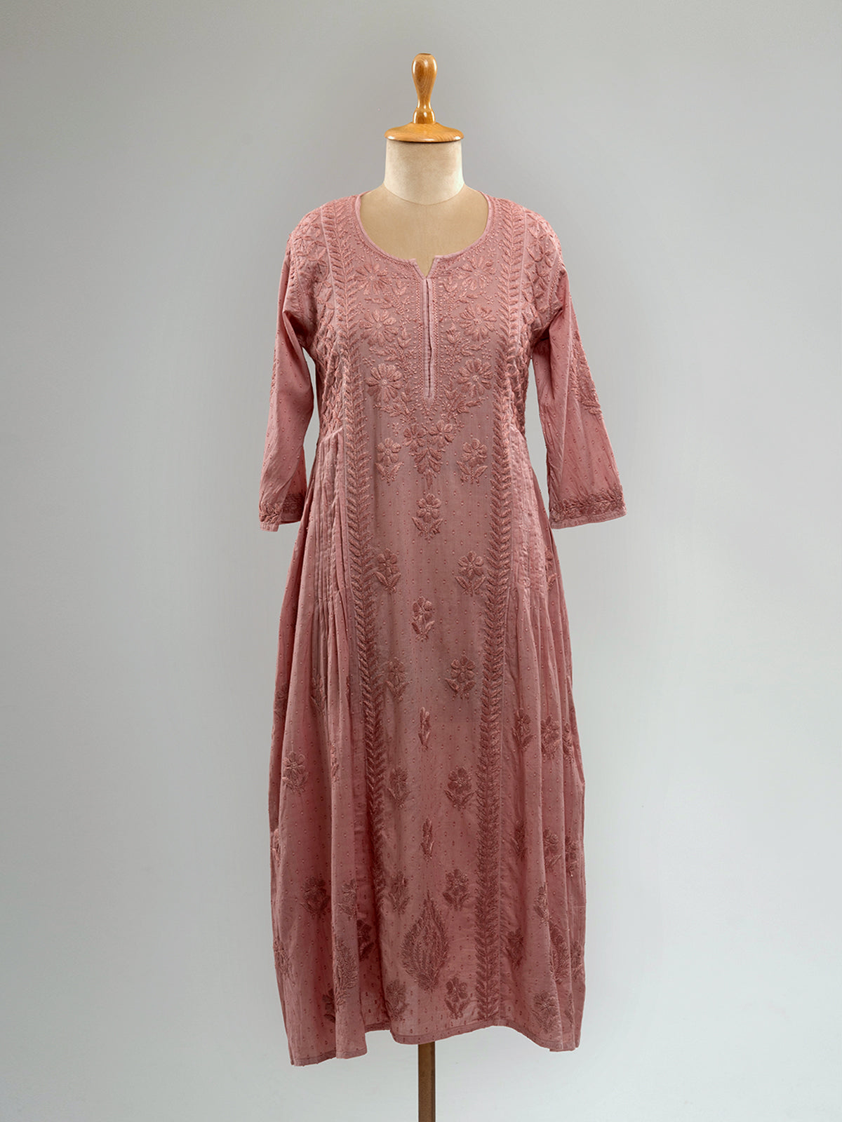 Dusky Chanderi Chikankari Kurta