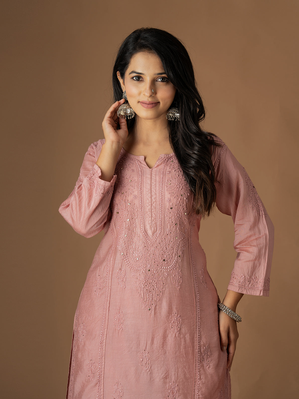 Chanderi Mukaish Chikankari Set