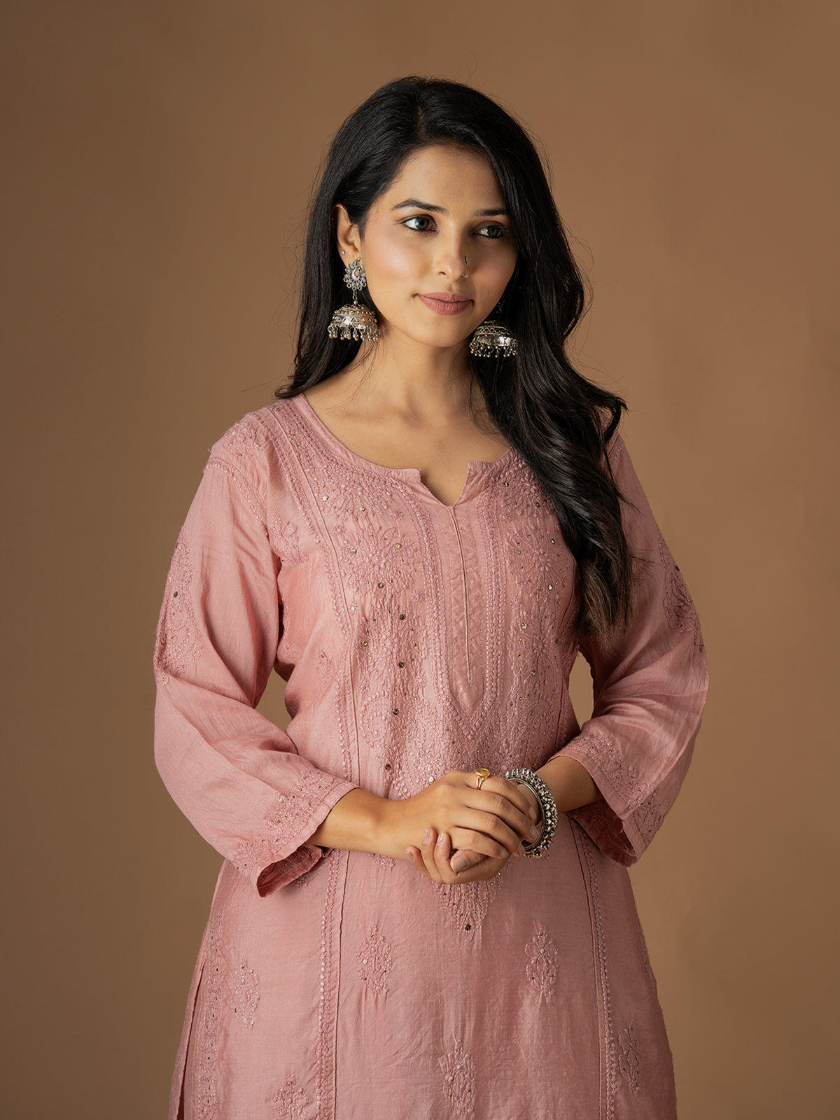 Chanderi Mukaish Chikankari Set