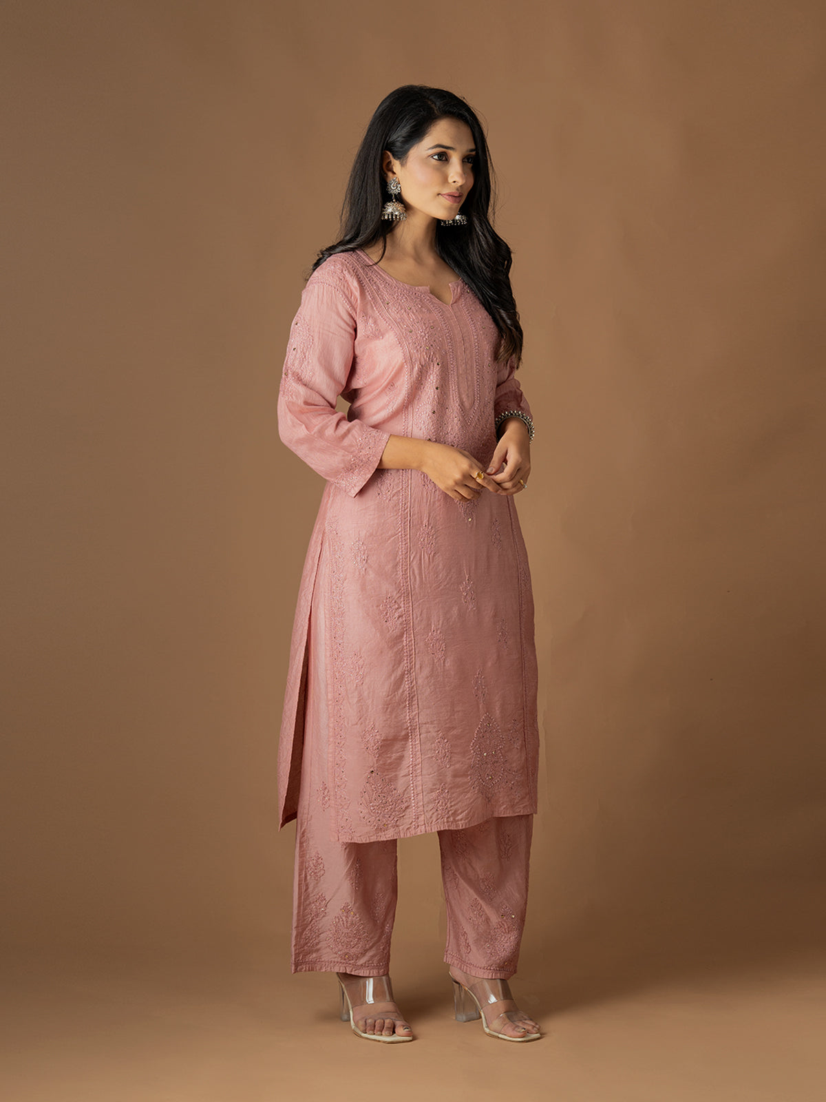 Chanderi Mukaish Chikankari Set