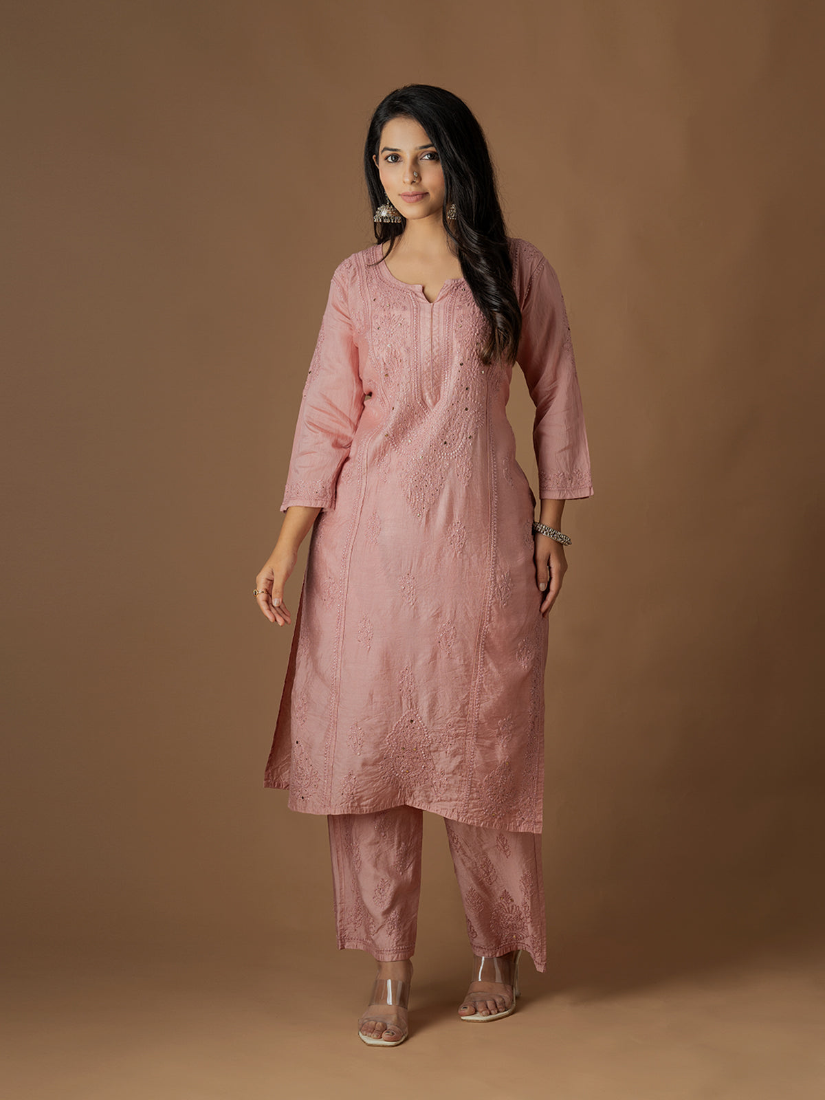 Chanderi Mukaish Chikankari Set