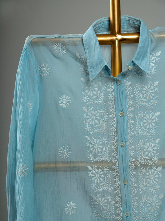 Mul Chanderi Chikankari Shirts