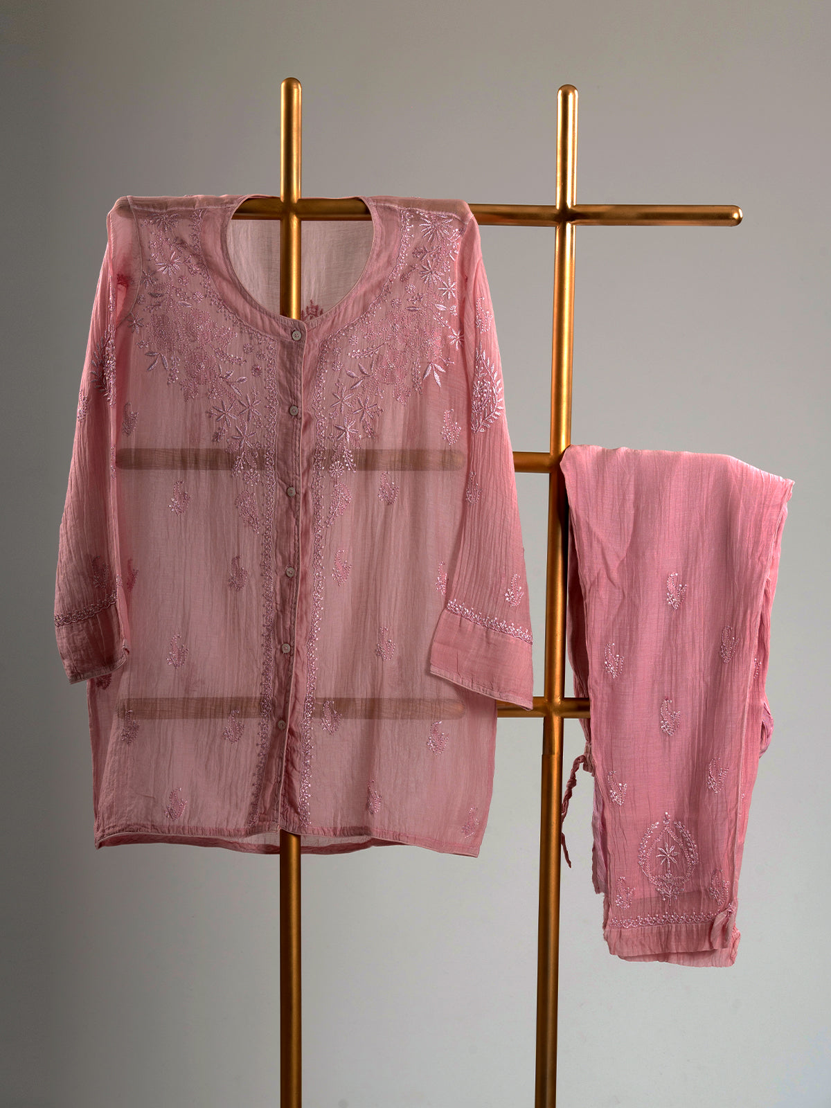 Mul Chanderi Chikankari Coord Set
