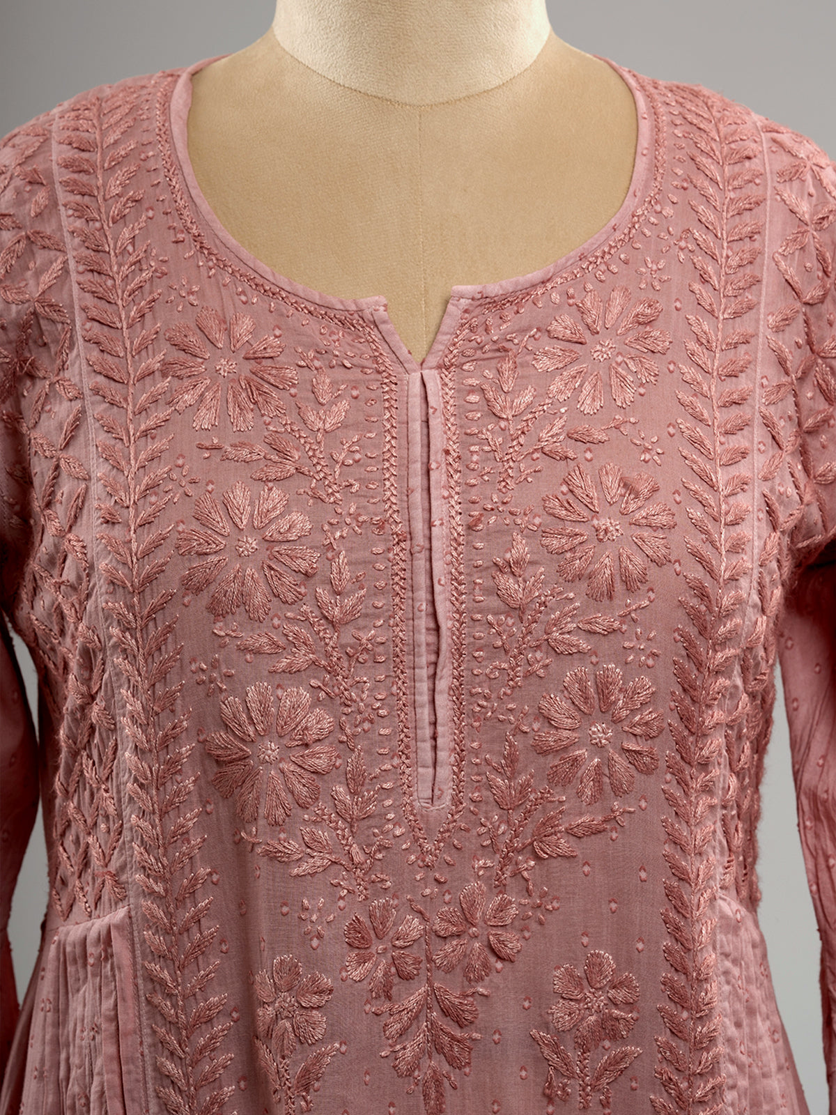 Dusky Chanderi Chikankari Kurta