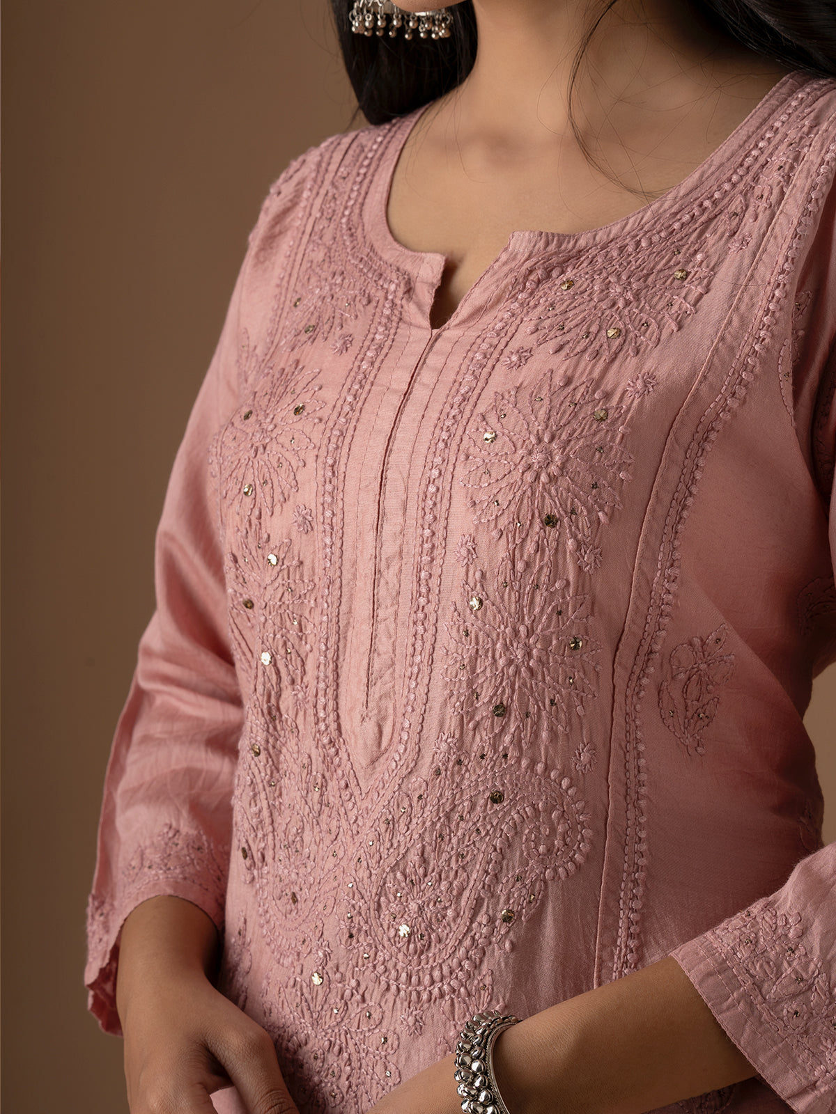 Chanderi Mukaish Chikankari Set