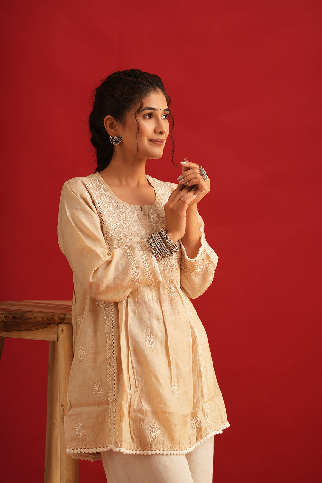 Tussar Silk Chikankari Kurta