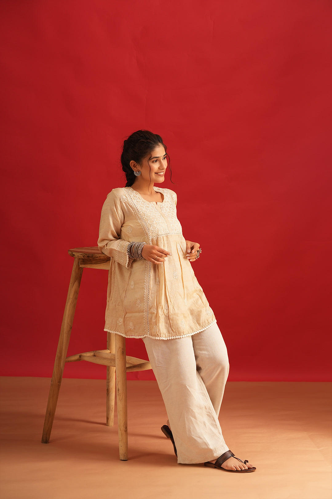 Tussar Silk Chikankari Kurta