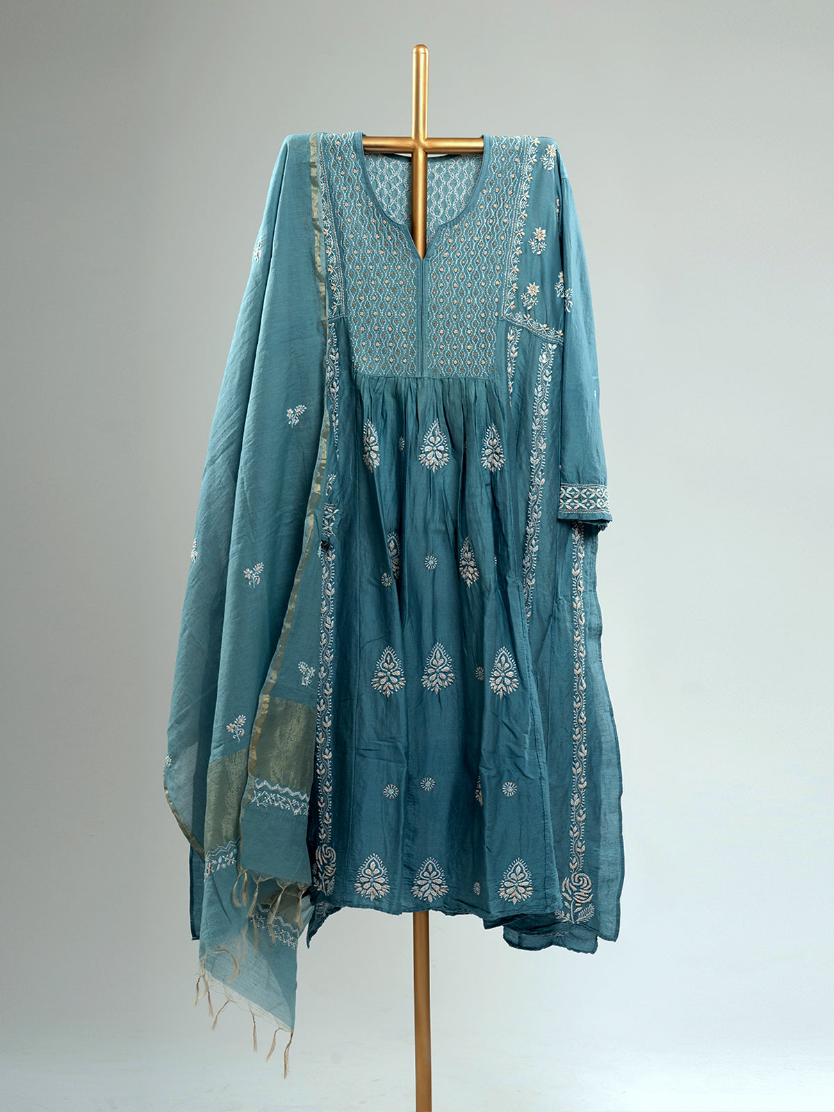 Mul Chanderi Chikankari Suit Set