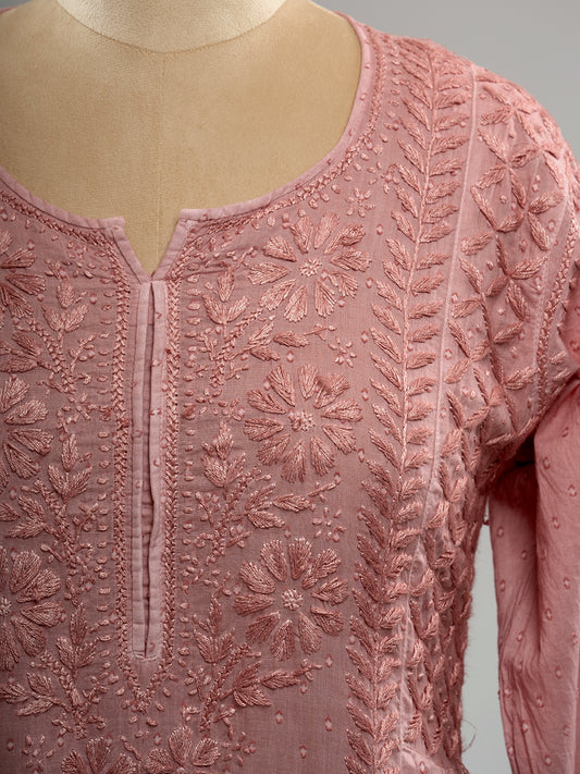 Dusky Chanderi Chikankari Kurta