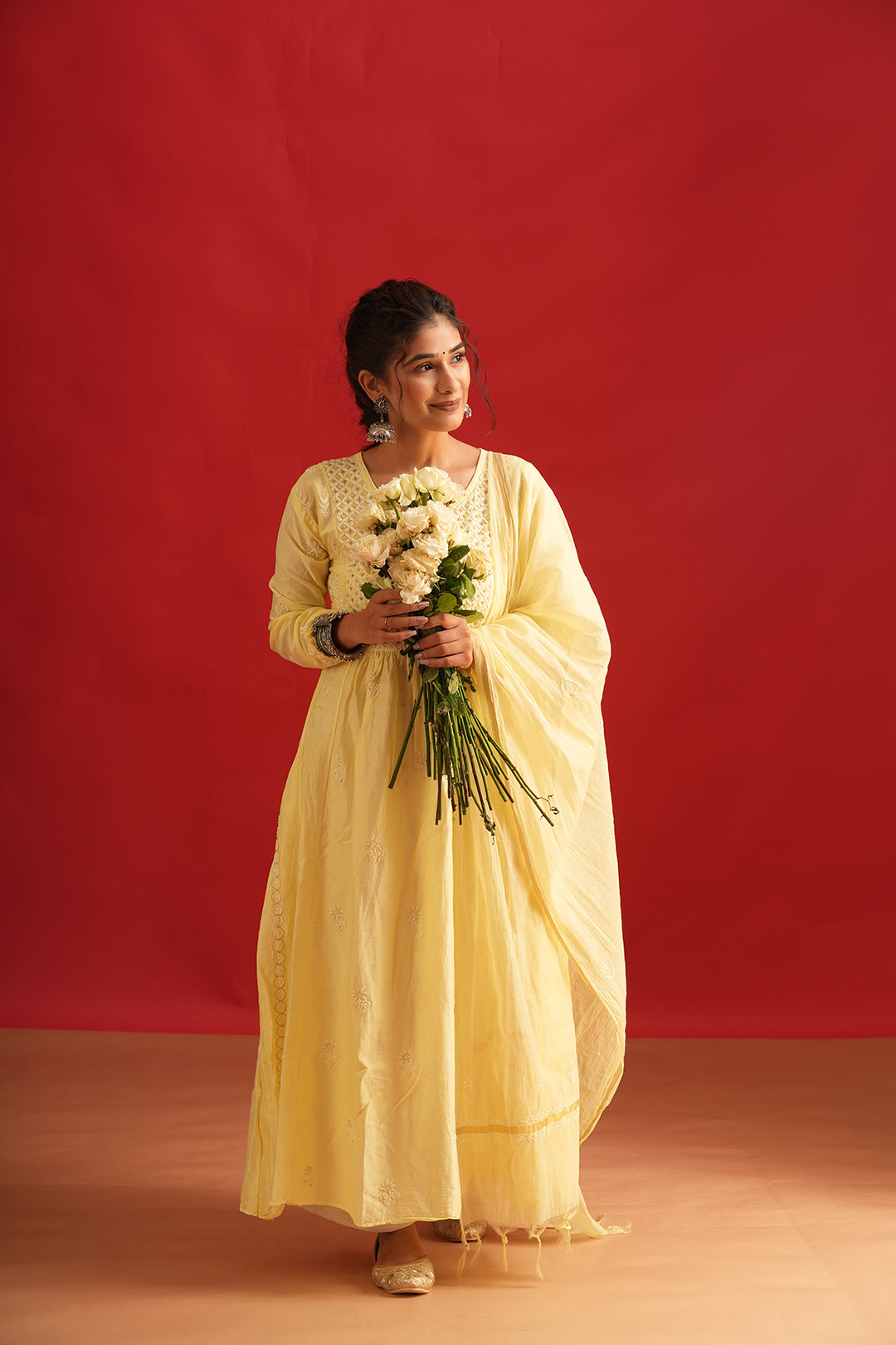Mul Chanderi Chikankari Set
