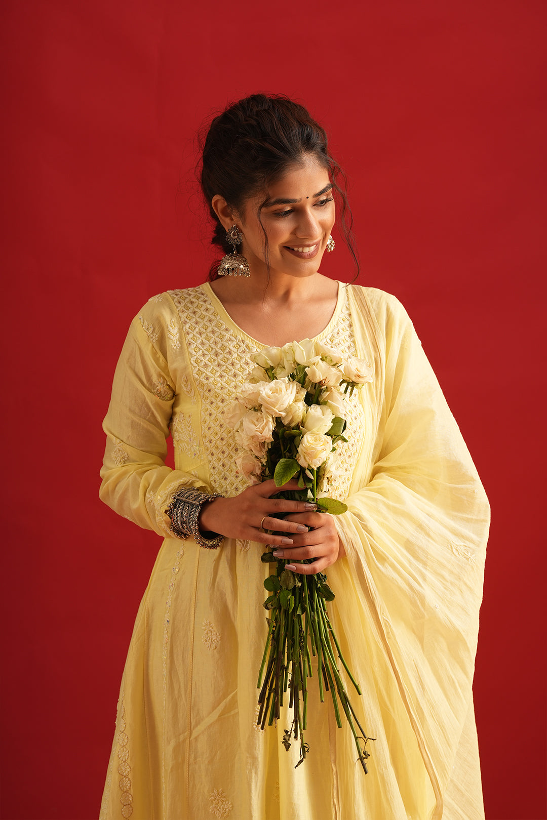 Mul Chanderi Chikankari Set