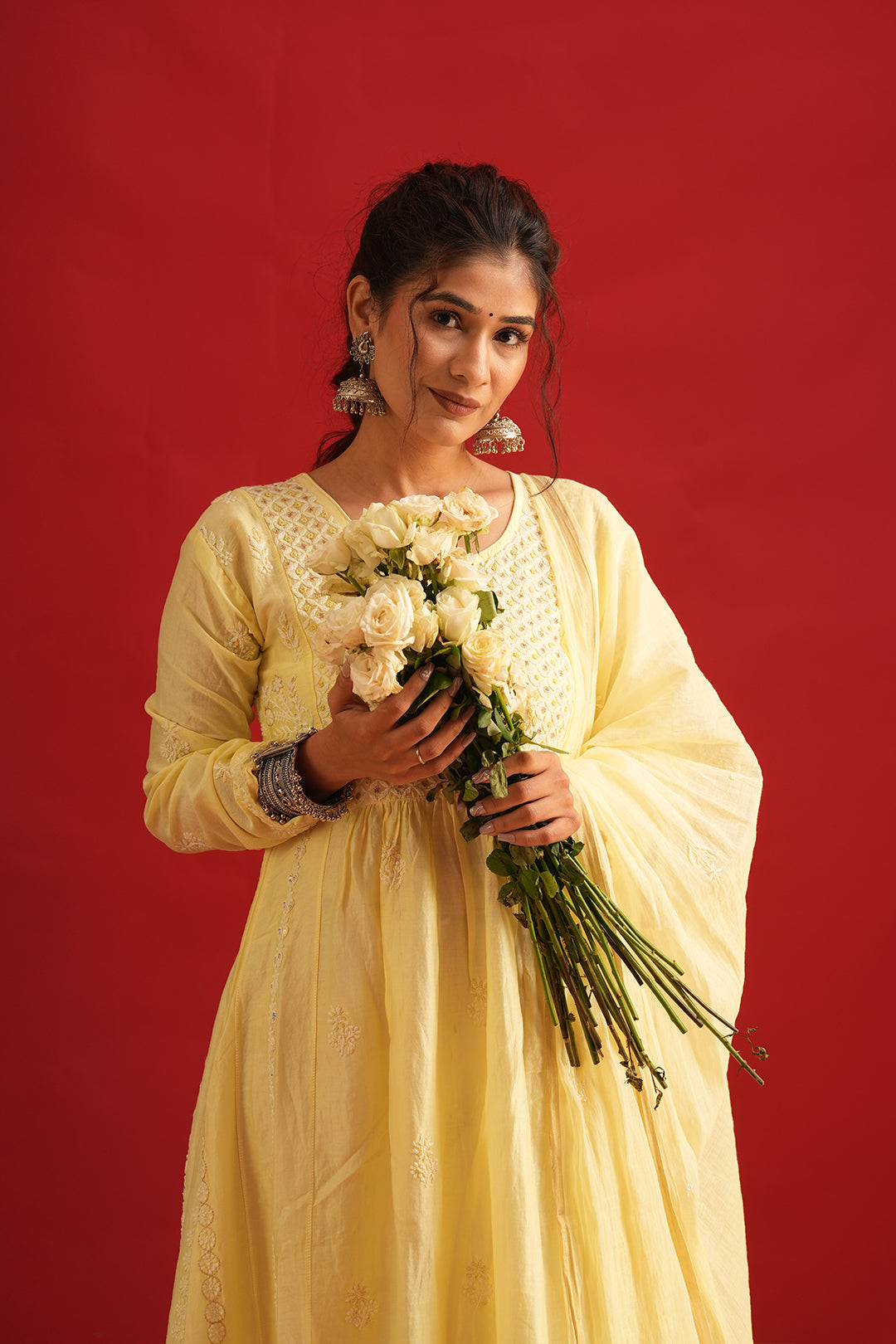 Mul Chanderi Chikankari Set