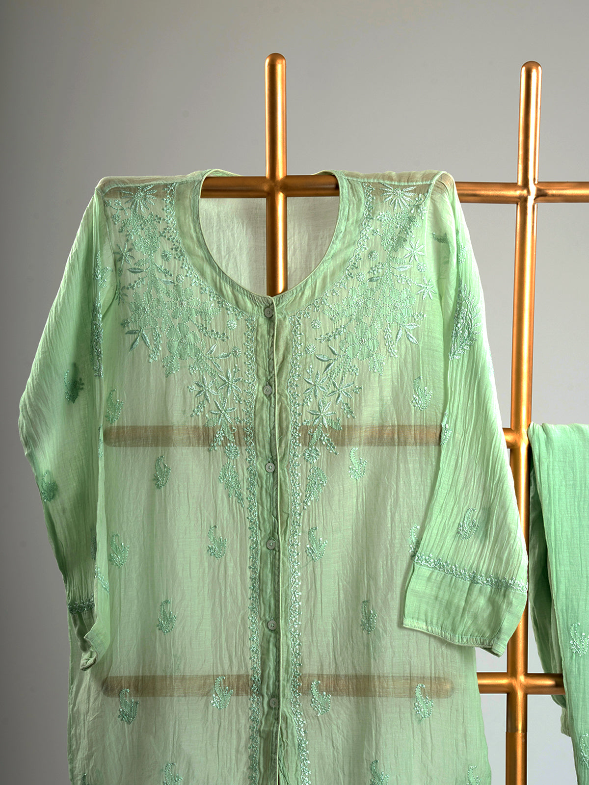 Mul Chanderi Chikankari Coord Set