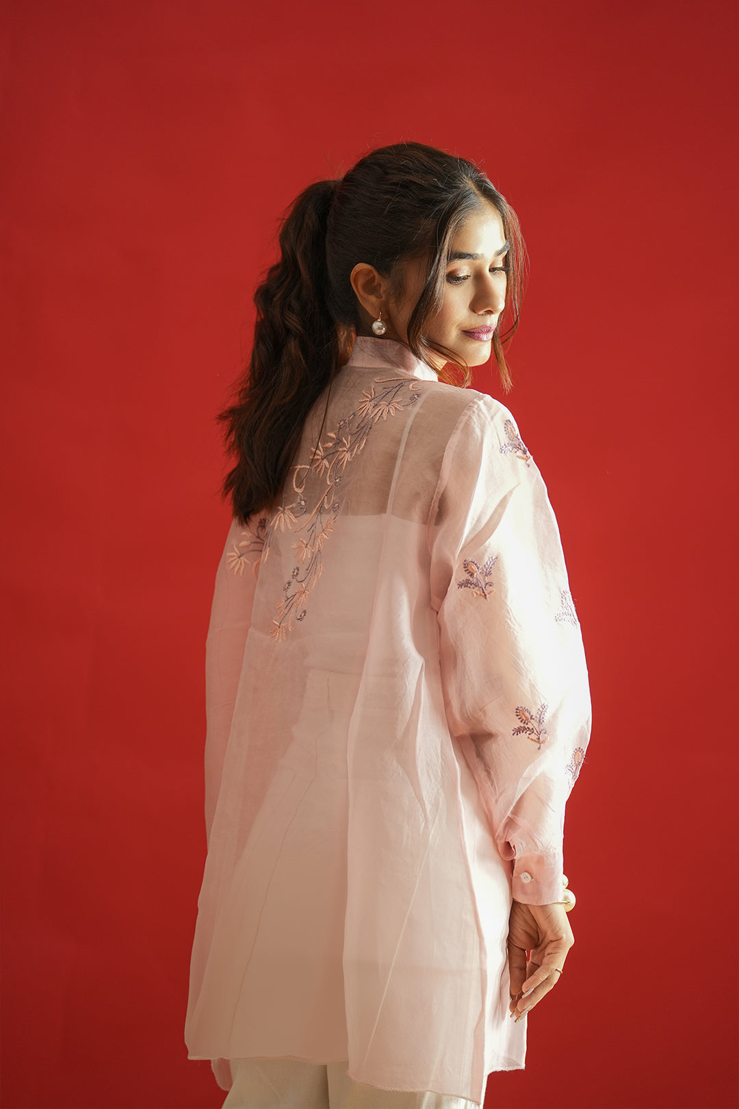 Chikankari Sheer Organza Shirt