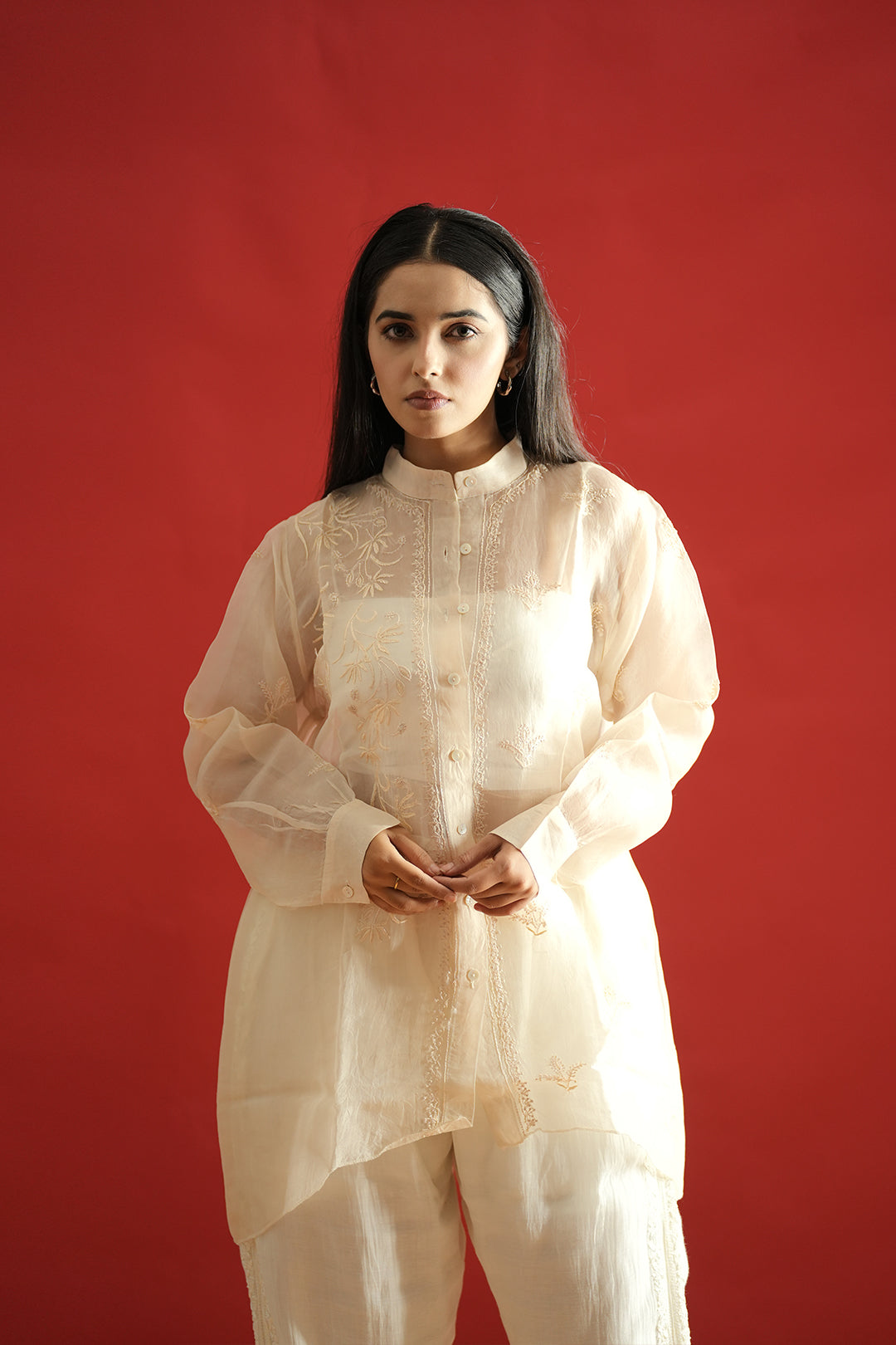 Chikankari Sheer Organza Shirt