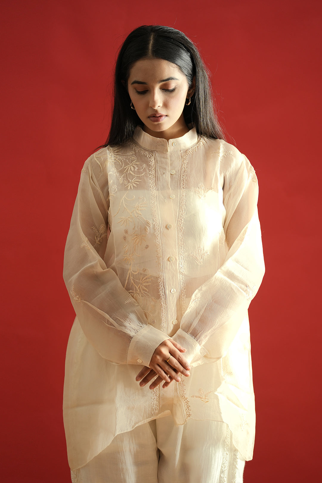 Chikankari Sheer Organza Shirt