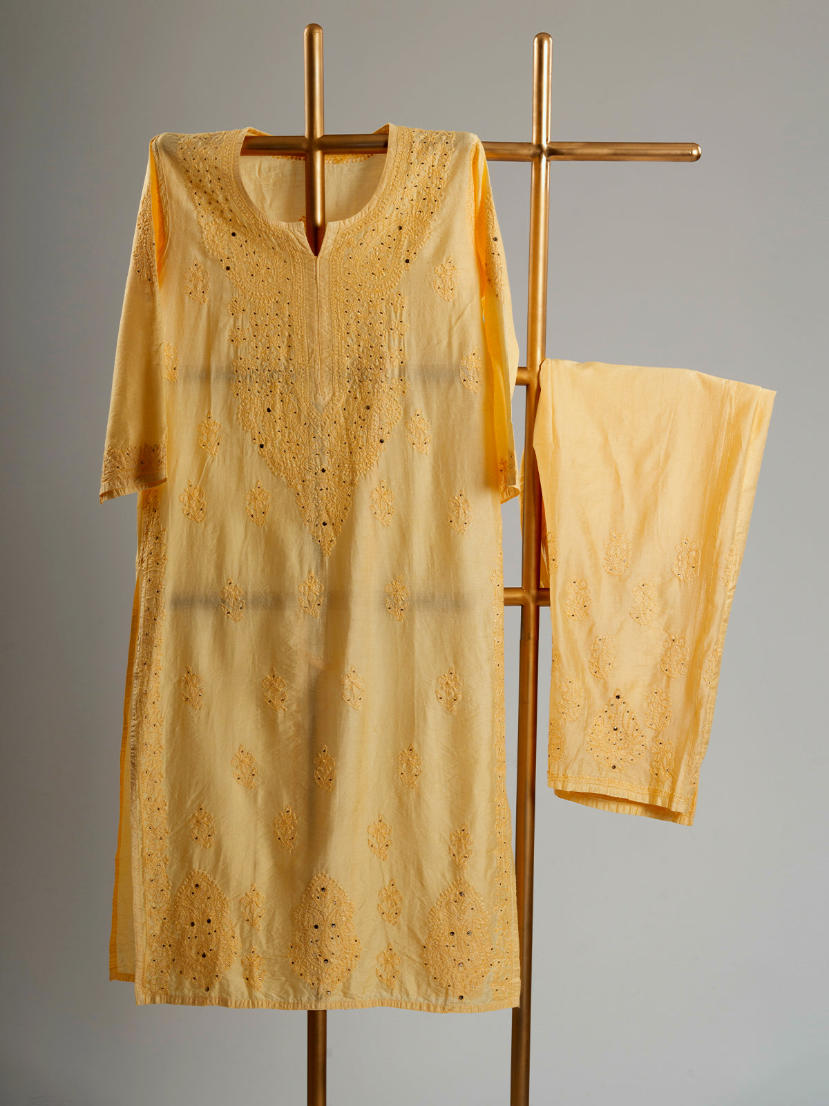 Chanderi Mukaish Chikankari Set