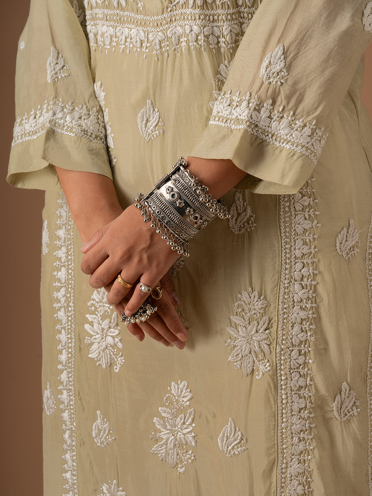 Muslin Lotus Chikankari Kurti