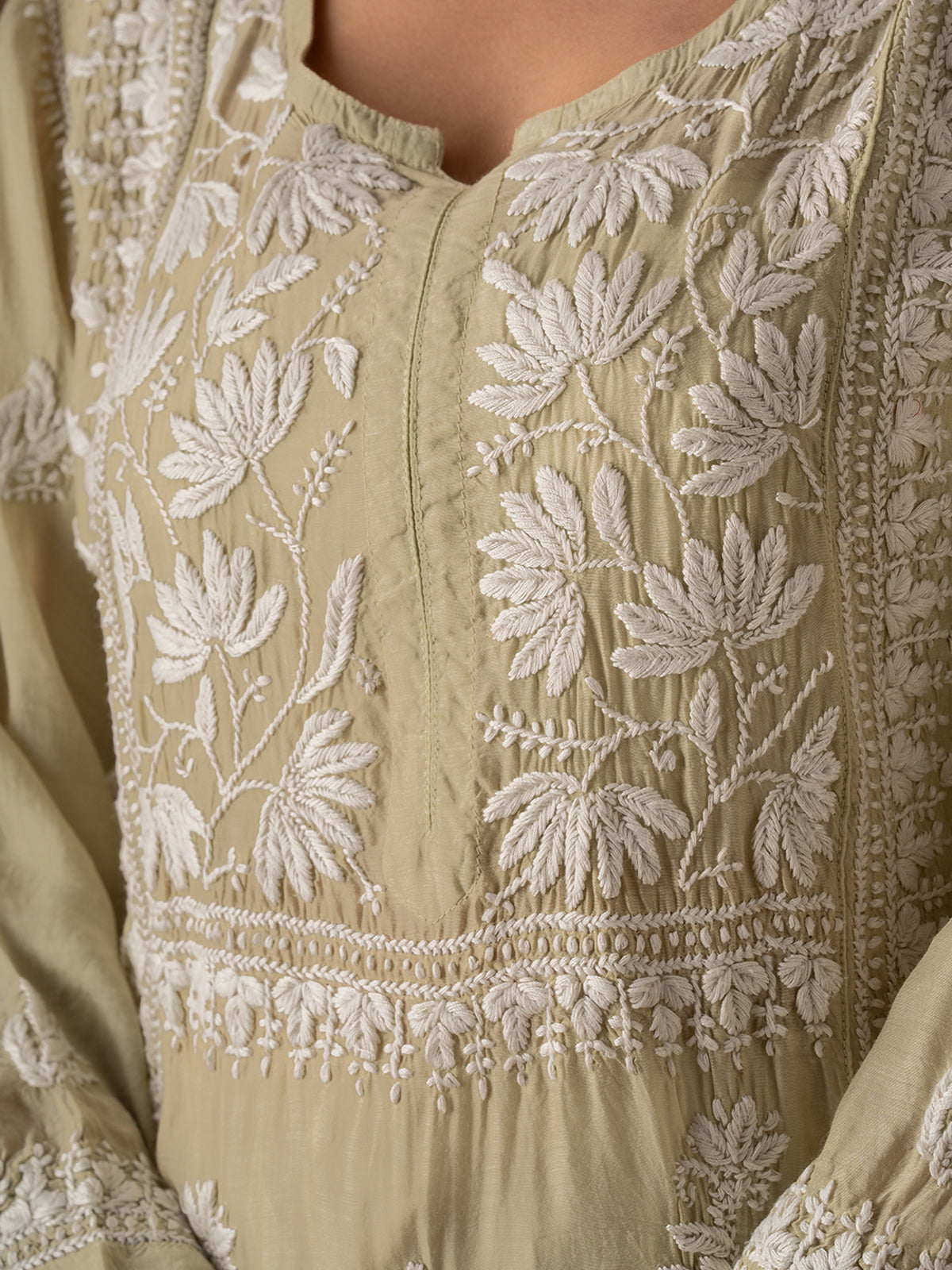 Muslin Lotus Chikankari Kurti