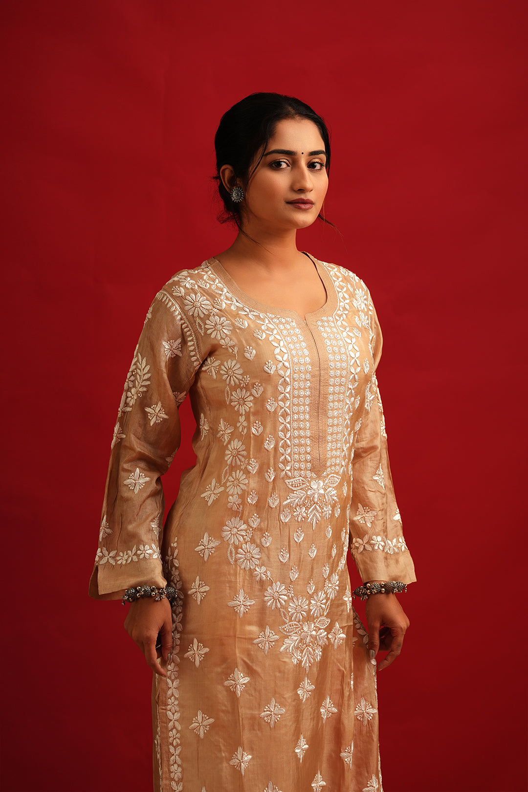 Silk Chikankari Kurti
