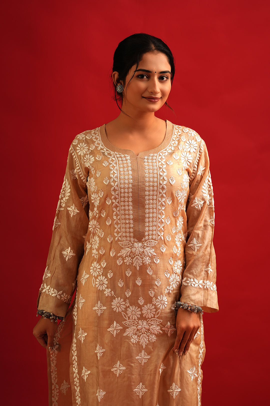 Silk Chikankari Kurti